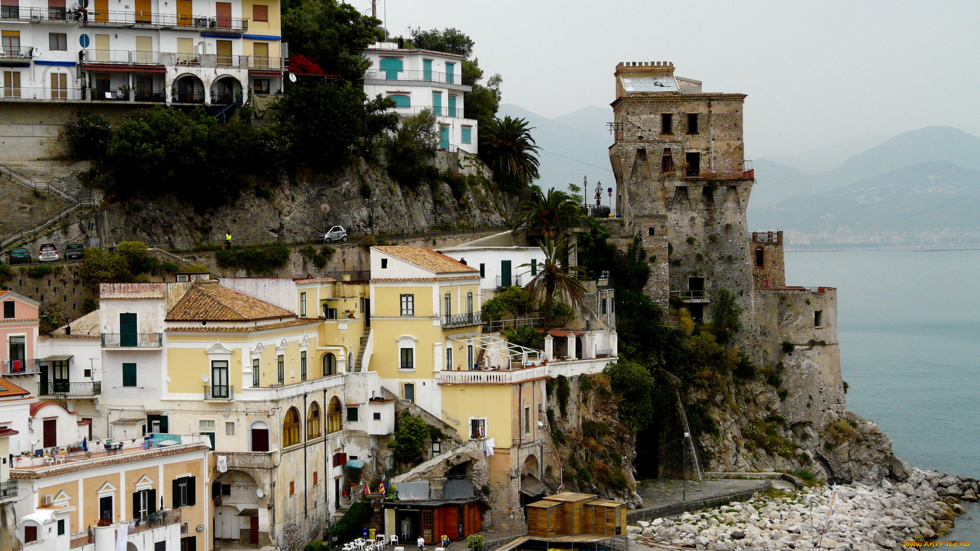 амальфи, италия, города, амальфийское, лигурийское, побережье, море, дома