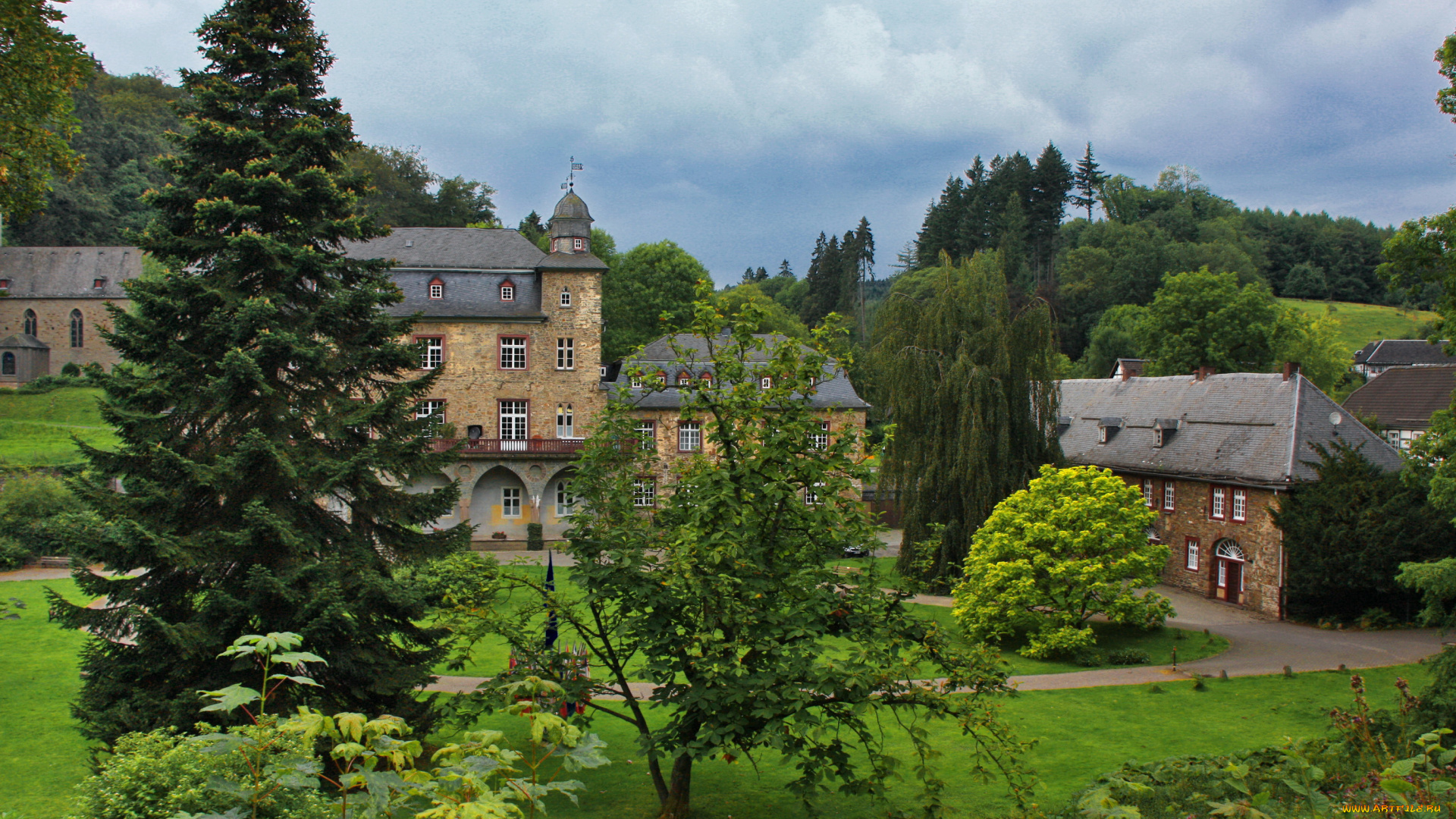 германия, мариенхайде, замок, gimborn, города, дворцы, замки, крепости, парк