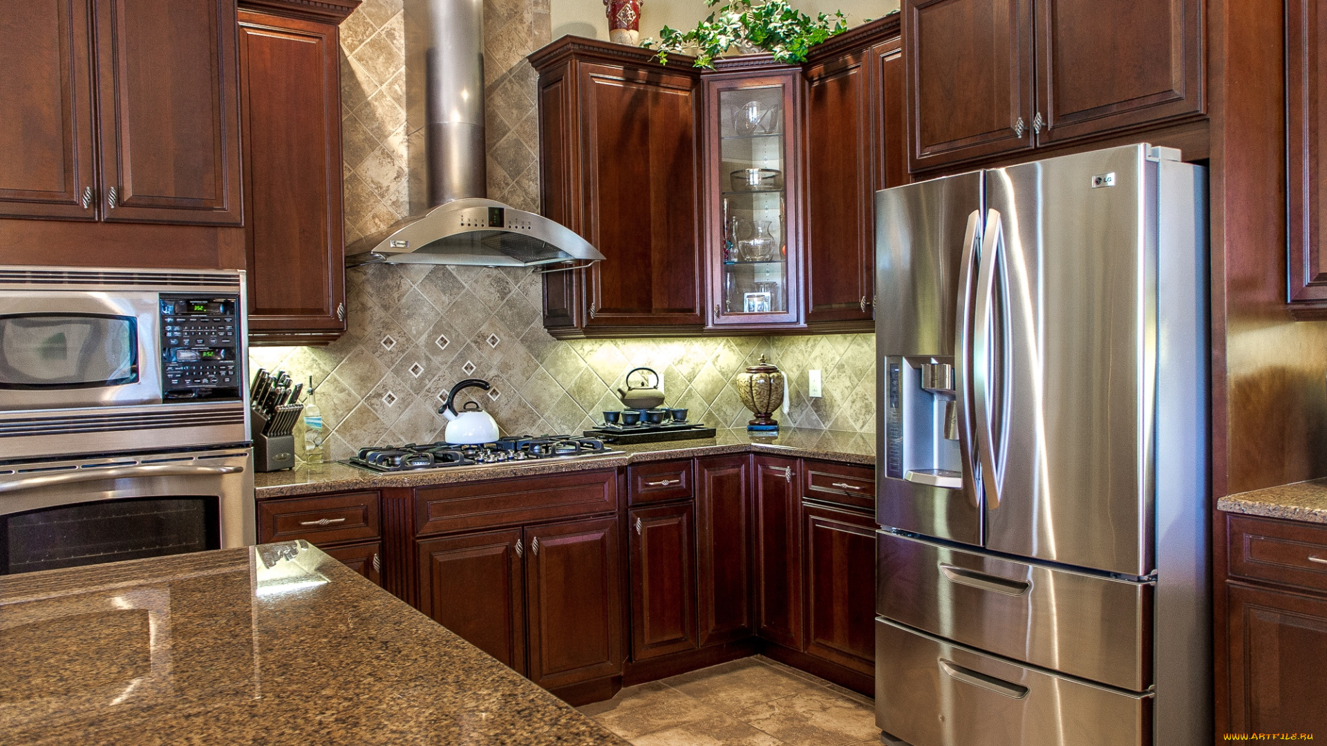 интерьер, кухня, мебель, холодильник