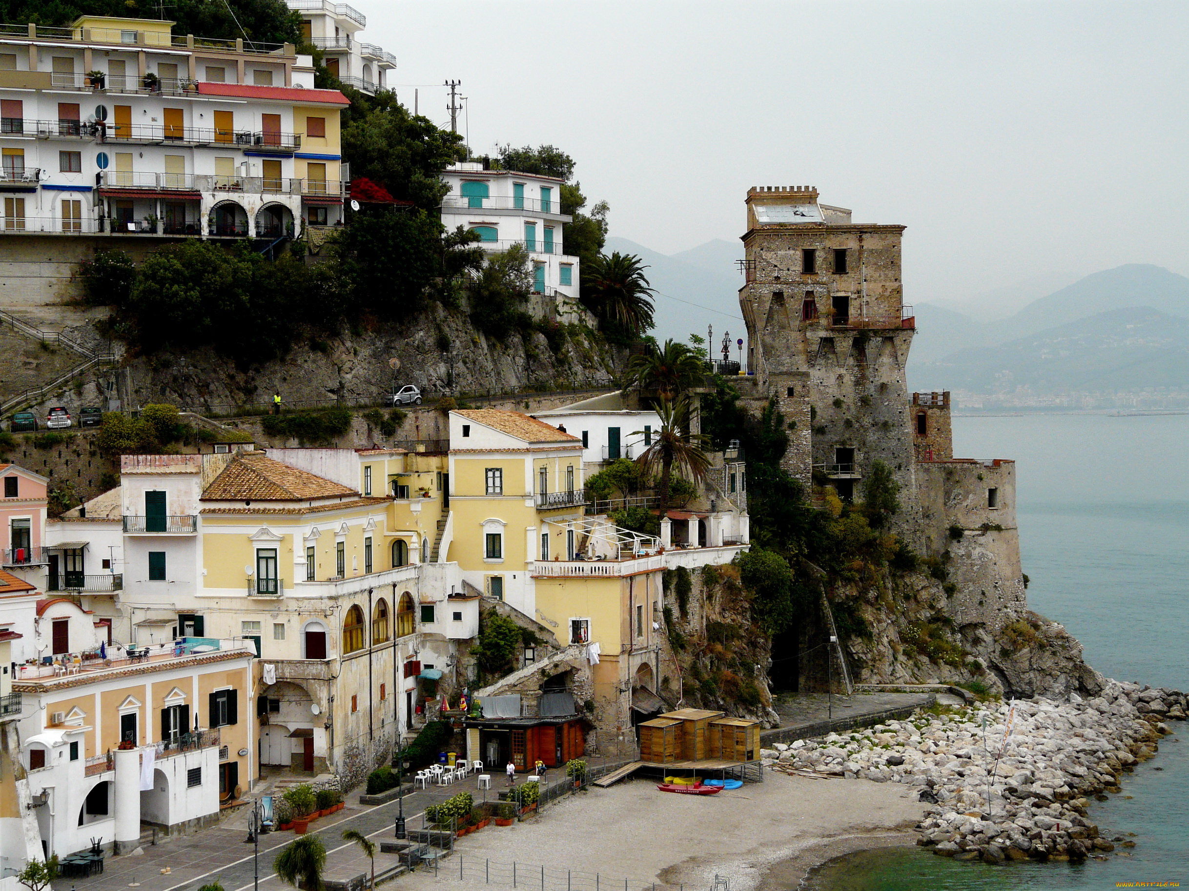 амальфи, италия, города, амальфийское, лигурийское, побережье, море, дома