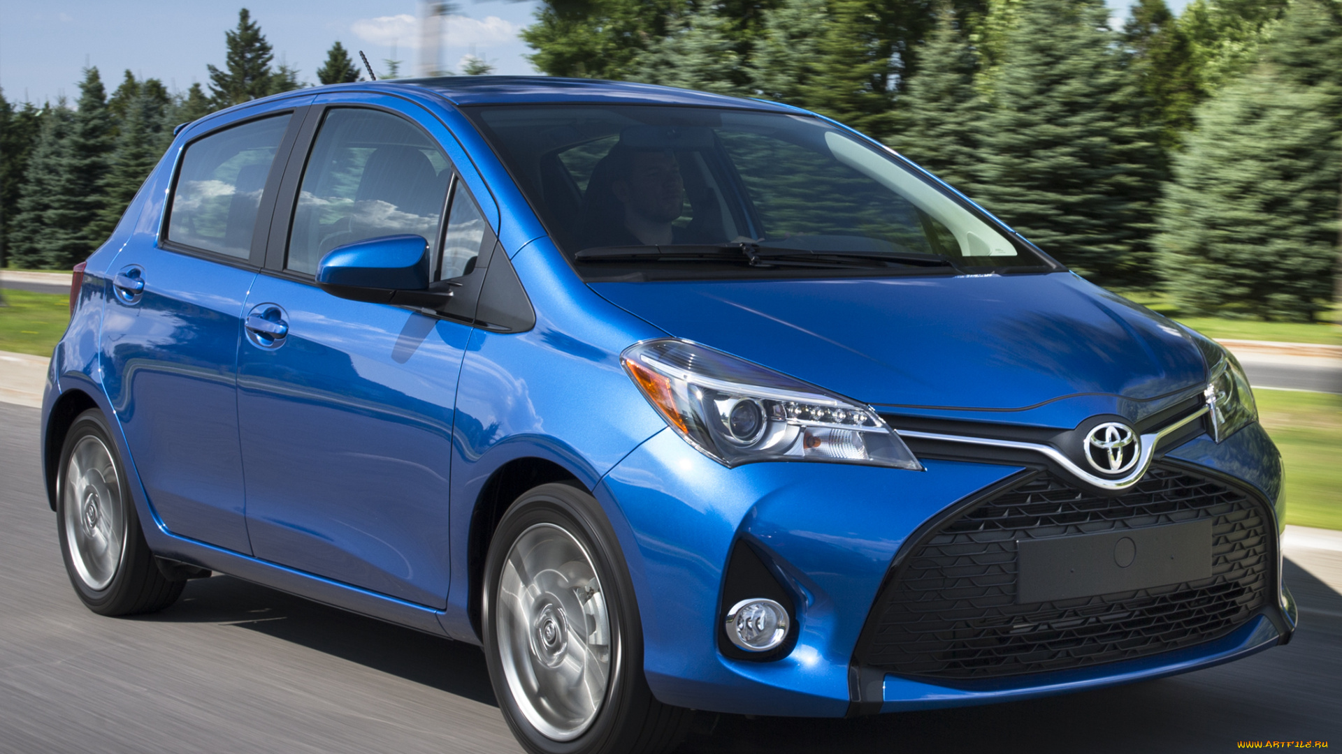 автомобили, toyota, yaris, 2015г, se, синий, us-spec, 5-door