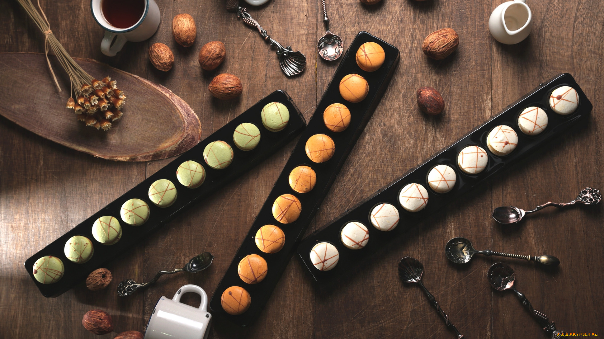 еда, макаруны, пирожные