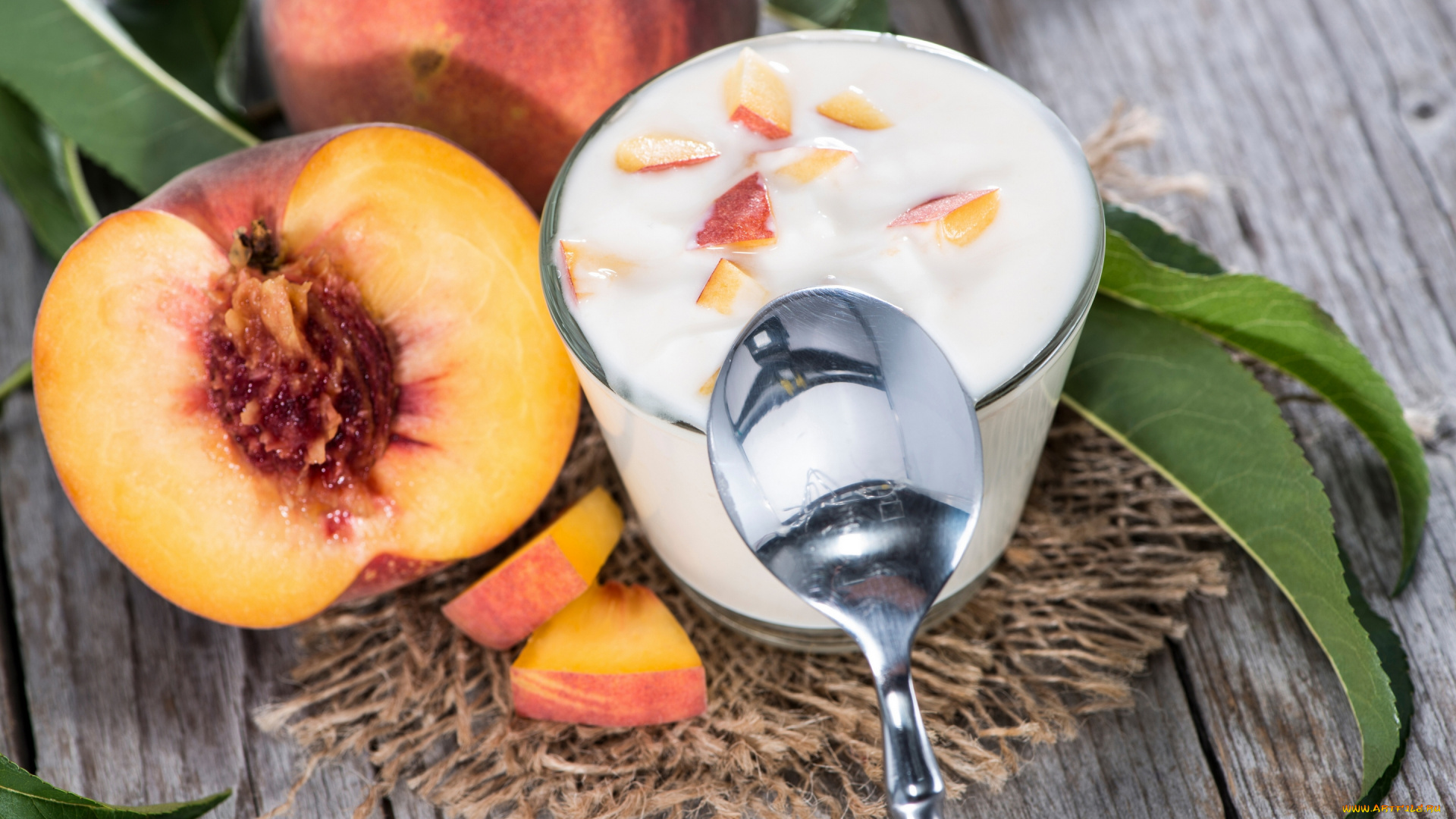 еда, мороженое, , десерты, йогурт, персики