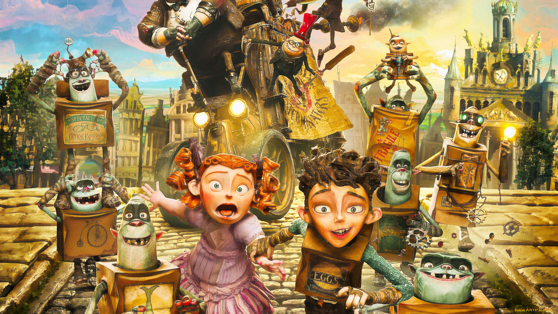 the, boxtrolls, мультфильмы, монстры, девочка, мальчик, чудики