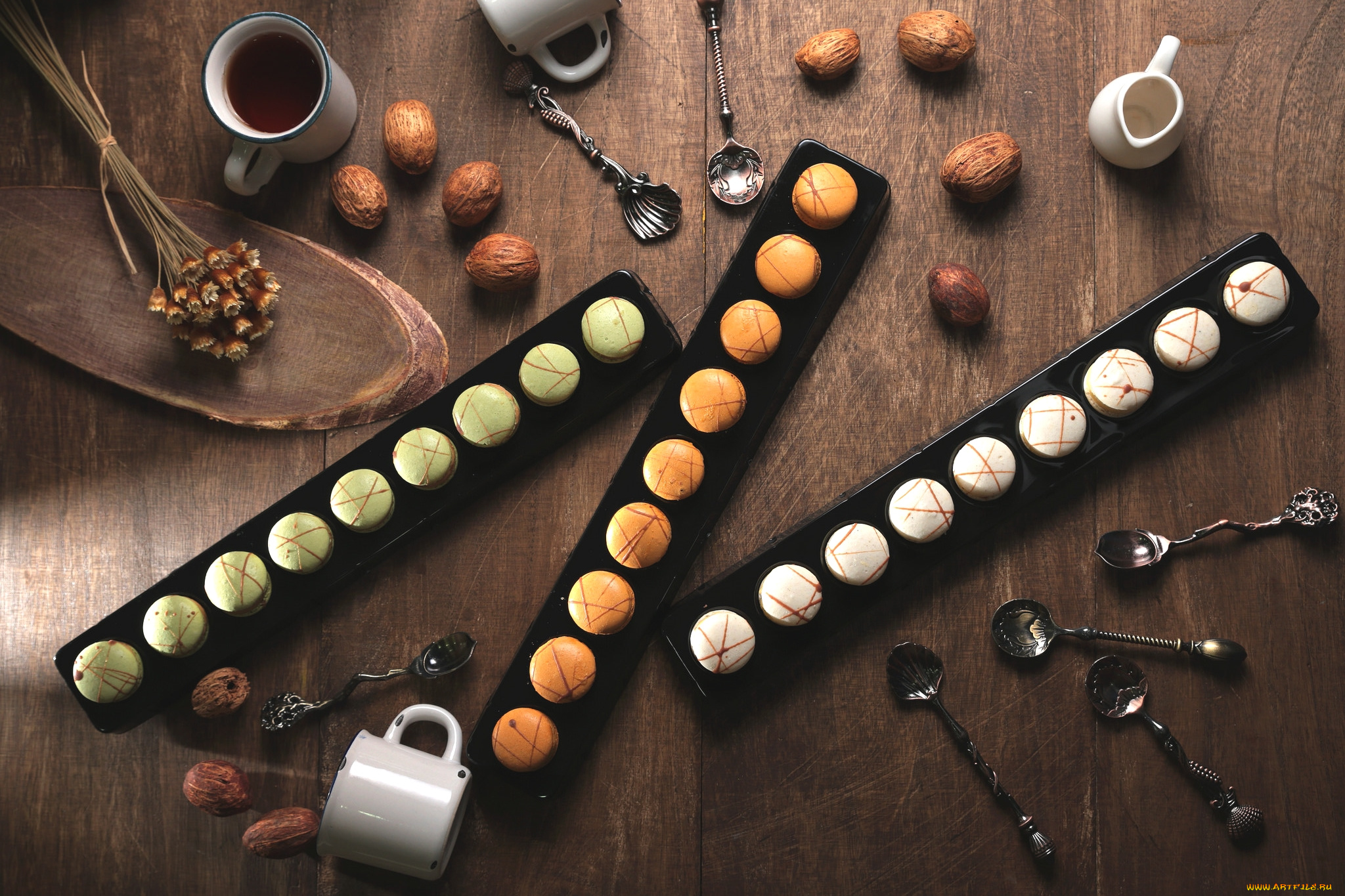 еда, макаруны, пирожные