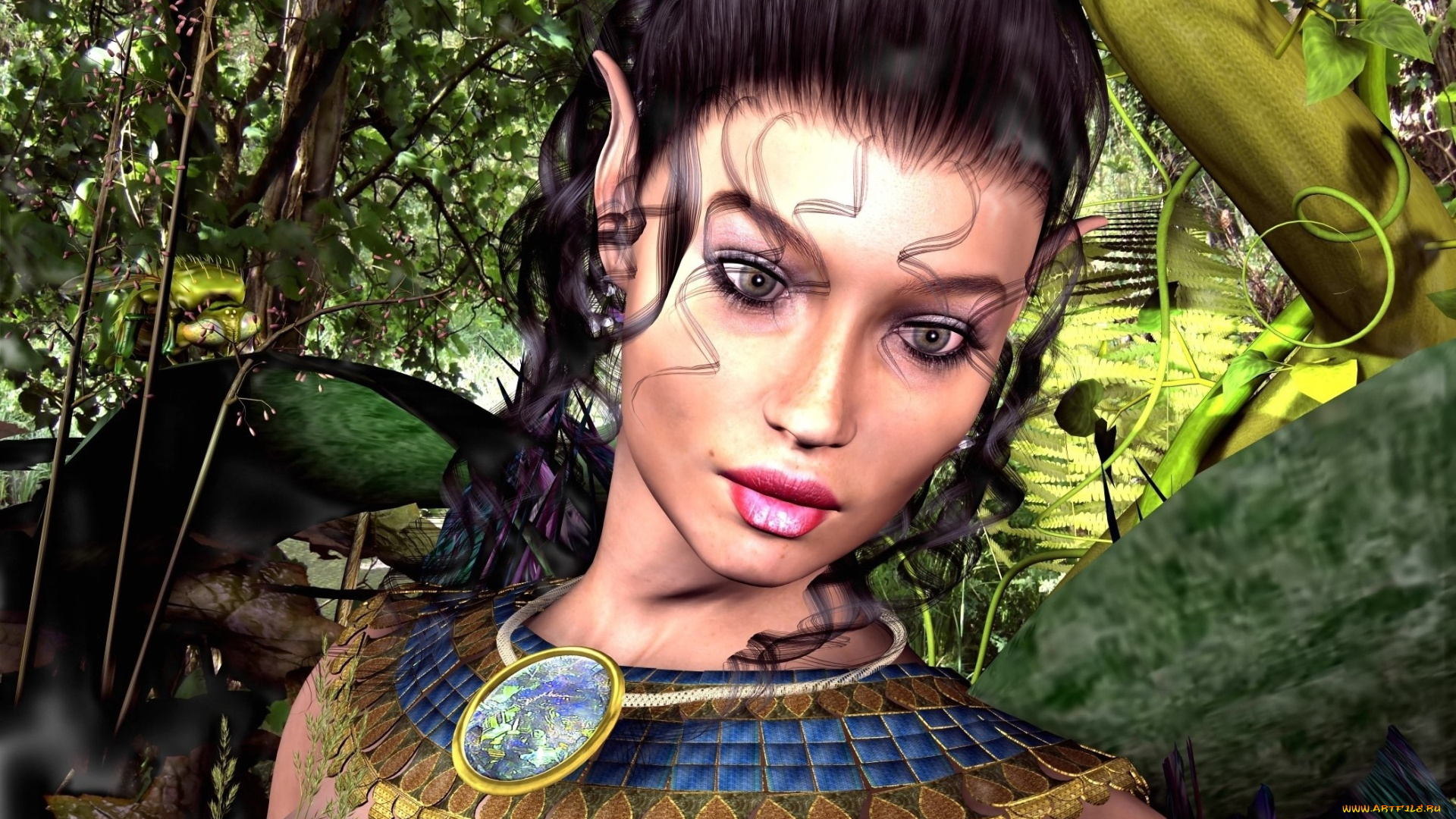 3д, графика, эльфы, , elves, фон, взгляд, эльфийка