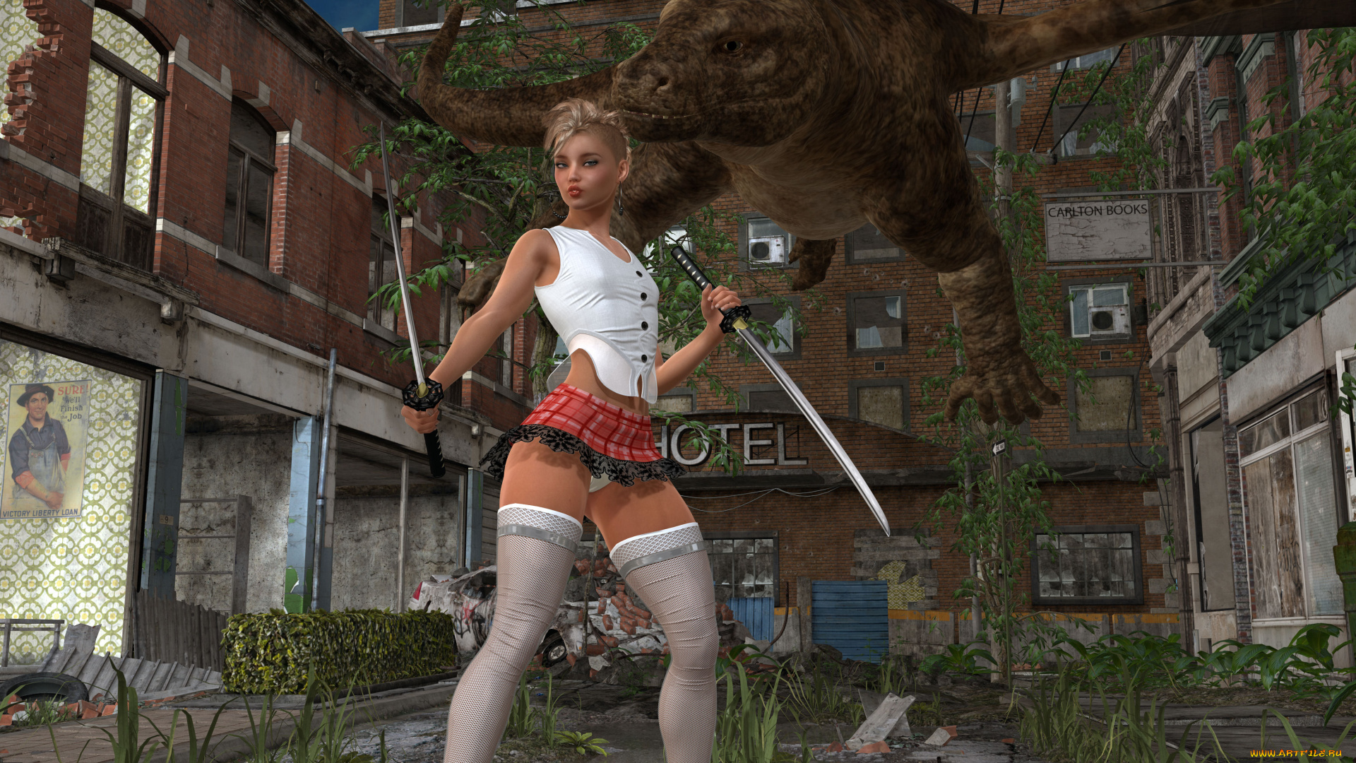 3д, графика, фантазия, , fantasy, оружие, фон, взгляд, девушка, существо