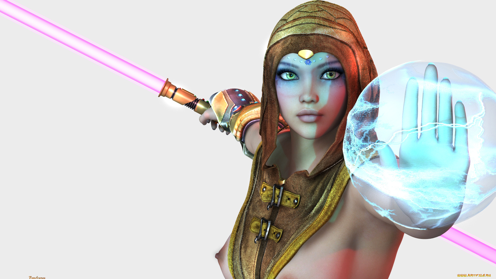 3д, графика, люди, , people, магия, оружие, фон, взгляд, девушка