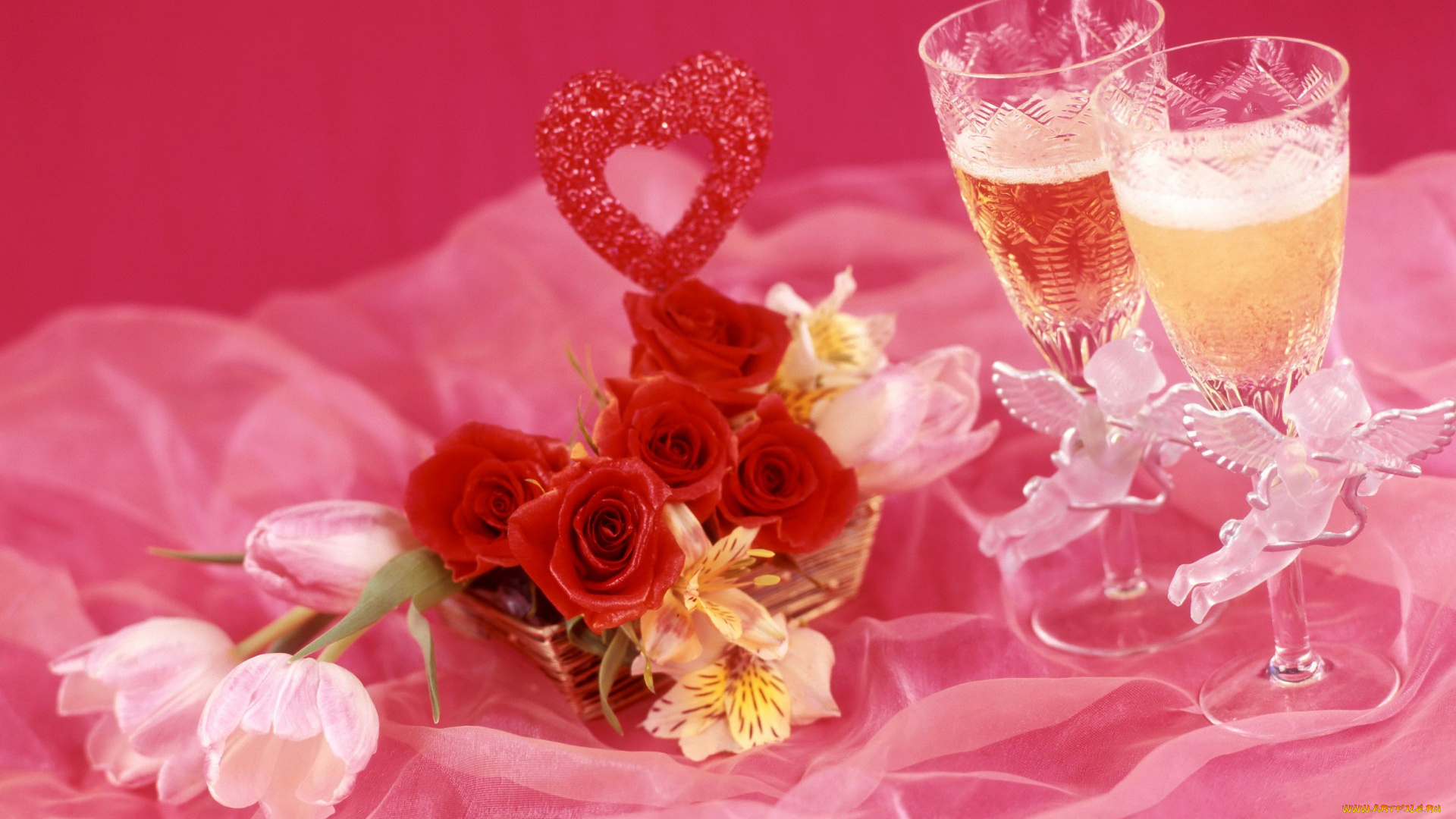 еда, напитки, , вино, вино, шампанское, бокалы, альстрёмерия, тюльпаны, розы