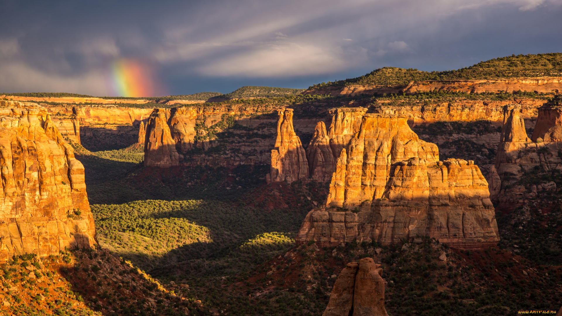 природа, радуга, небо, горы