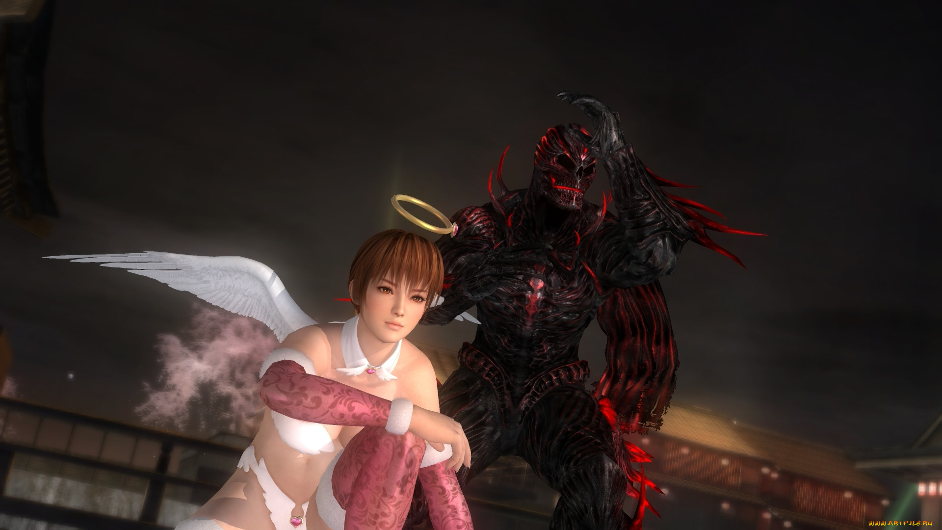 видео, игры, dead, or, alive, 5, взгляд, существо, ангел, девушка, фон