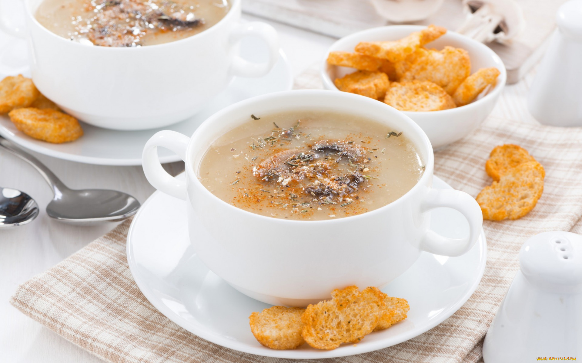 еда, первые, блюда, суп, хлеб, миска, шампиньоны, грибной