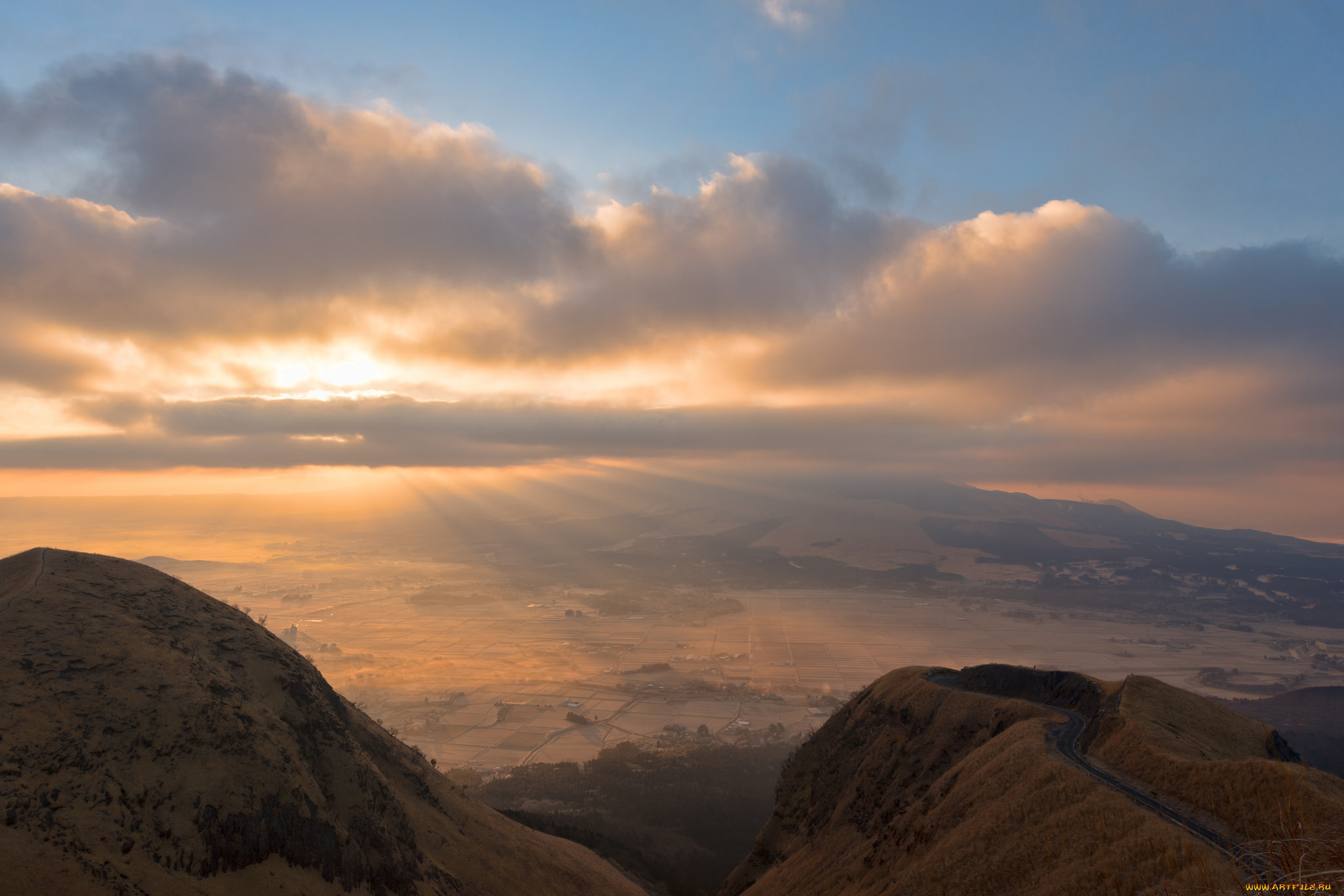 природа, восходы, закаты, закат, облака, небо, лучи