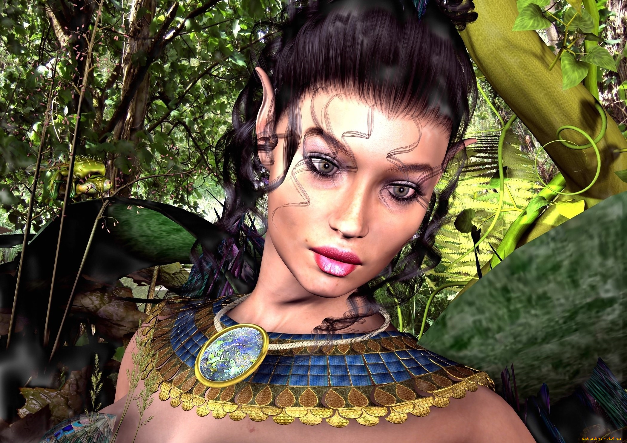 3д, графика, эльфы, , elves, фон, взгляд, эльфийка