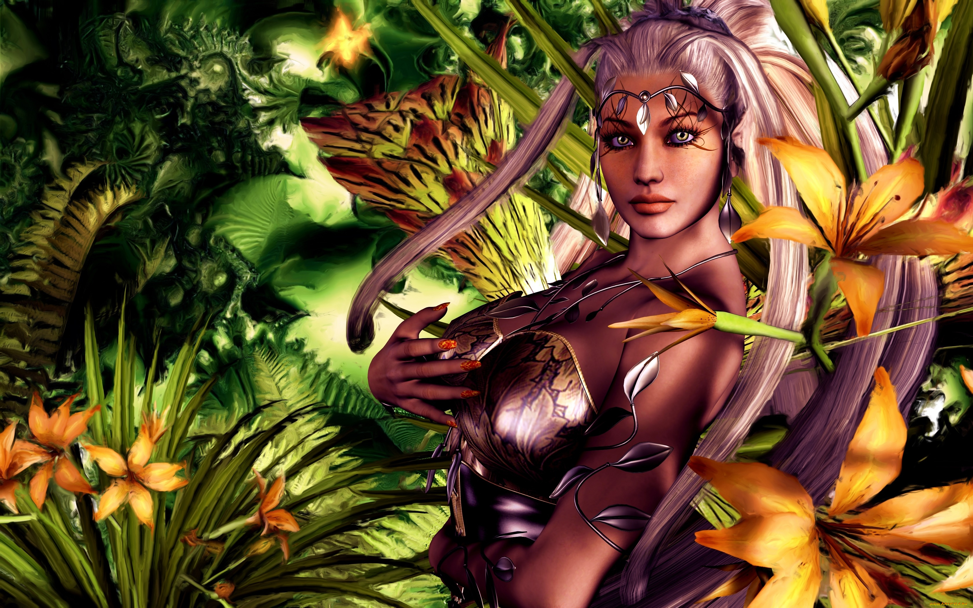 3д, графика, люди, , people, фон, взгляд, девушка, цветы