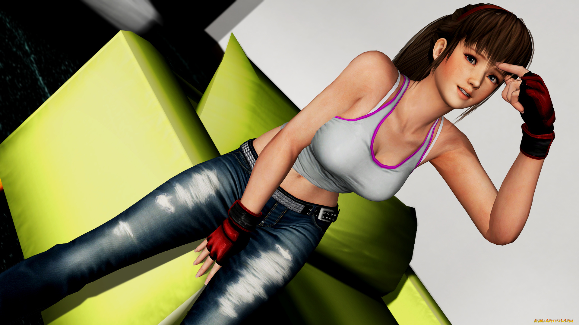 3д, графика, аниме, , anime, фон, взгляд, девушка