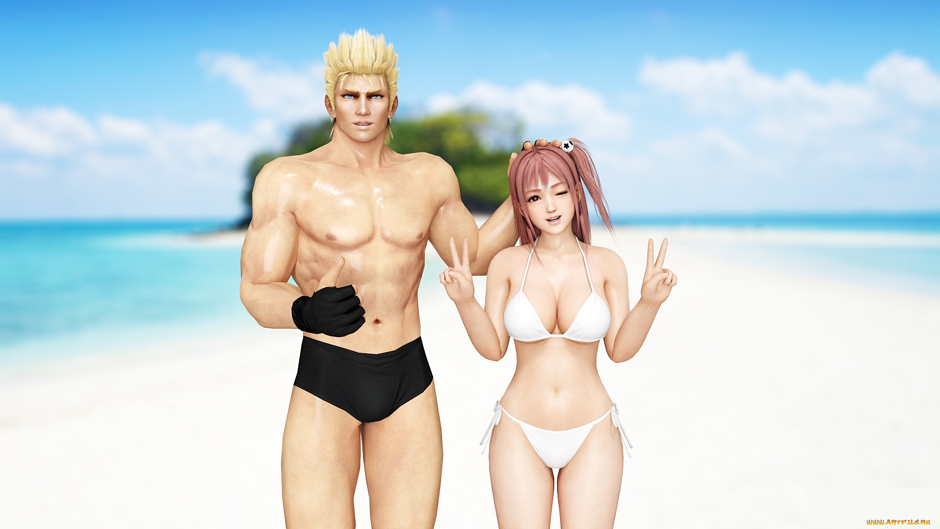 3д, графика, аниме, , anime, парень, девушка, фон, взгляд