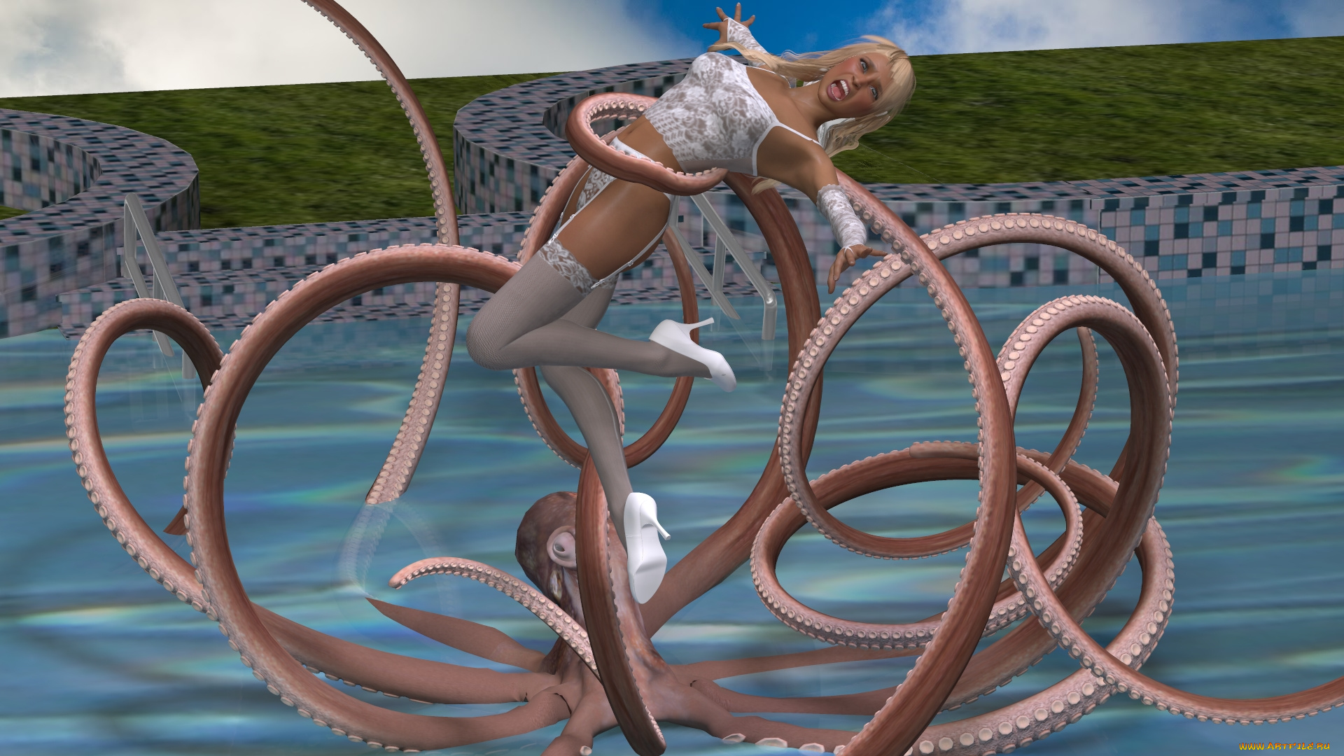 3д, графика, фантазия, , fantasy, девушка, взгляд, фон