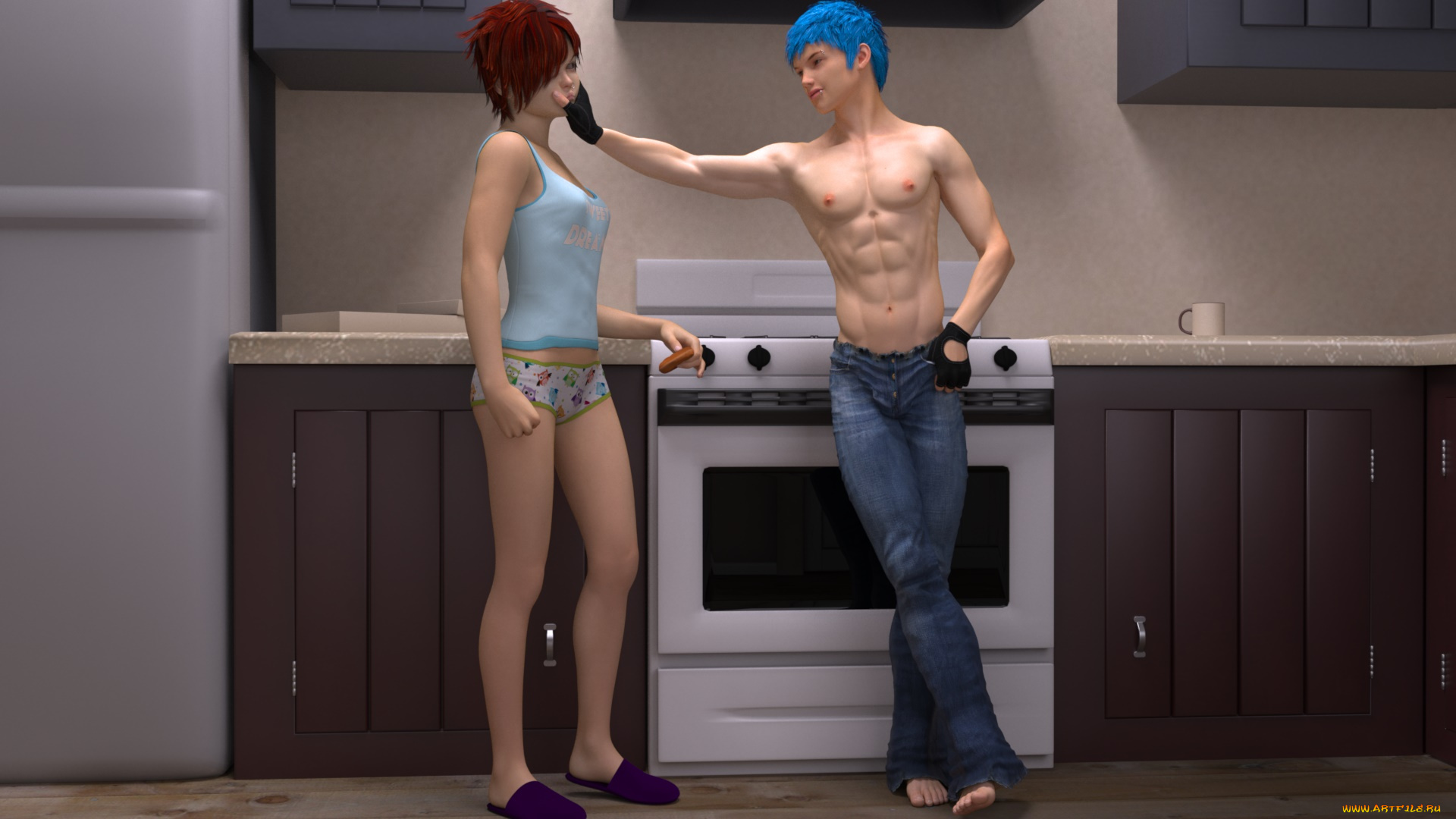 3д, графика, люди, , people, парень, взгляд, девушка, фон