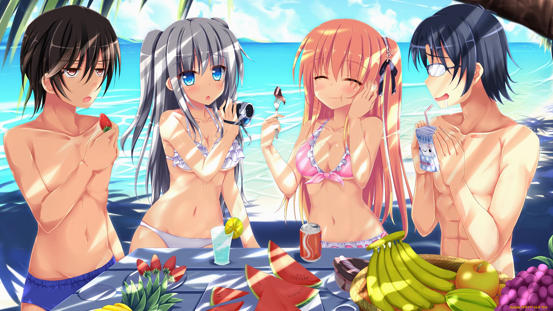 аниме, charlotte, фон, взгляд, девушки