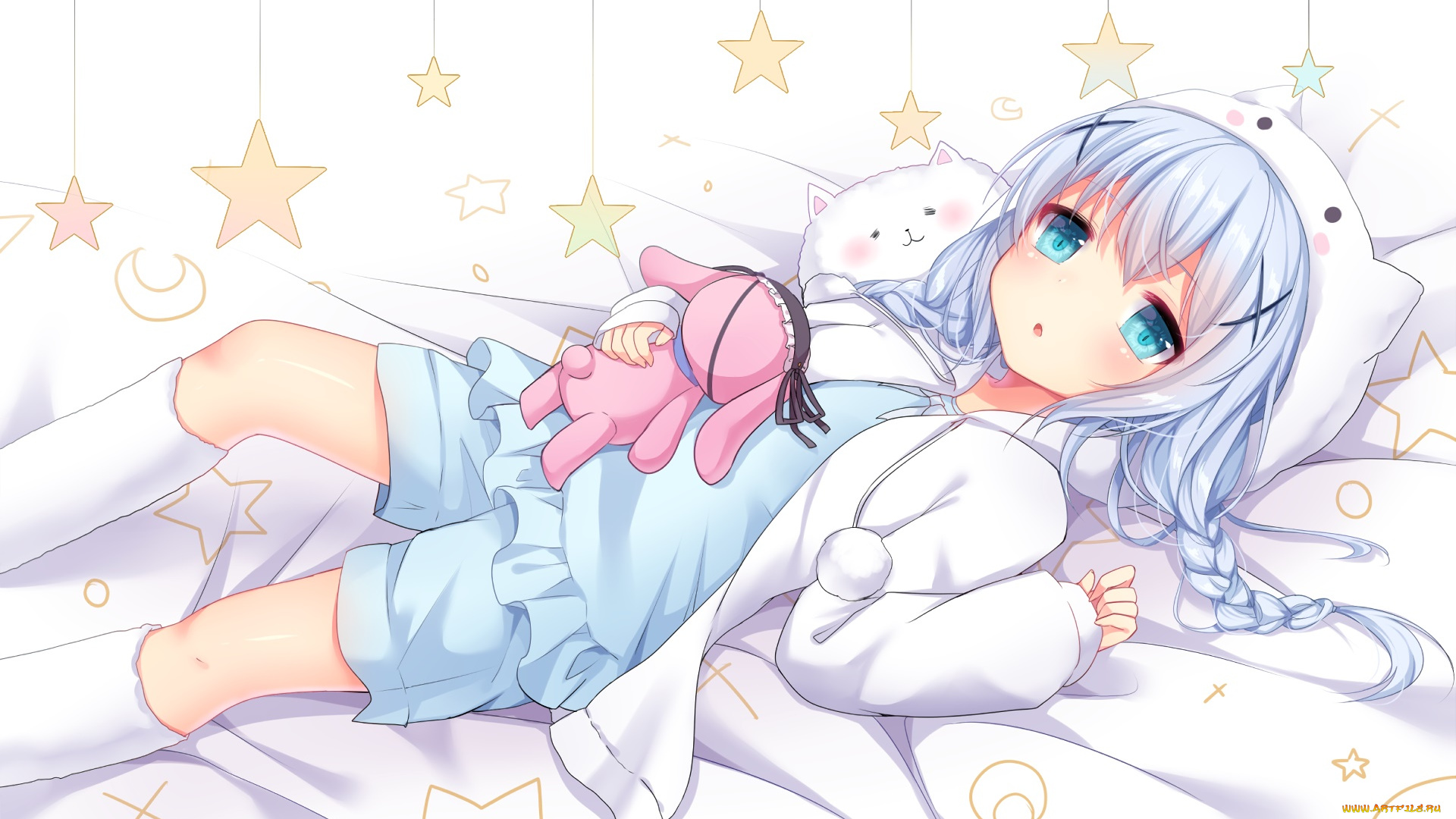 аниме, gochuumon, wa, usagi, desu, ka, девушка, фон, взгляд