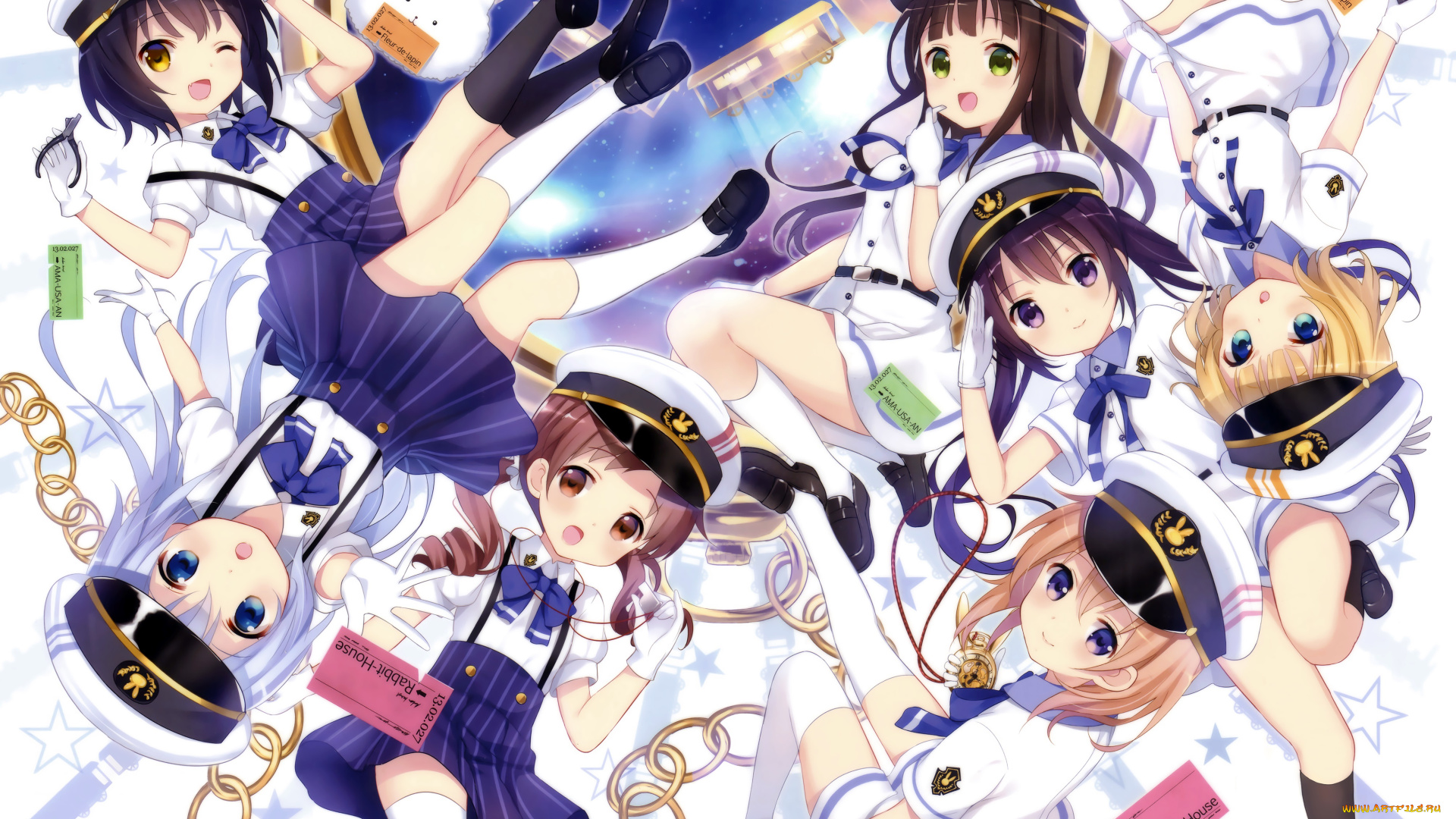 аниме, gochuumon, wa, usagi, desu, ka, фон, взгляд, девушки