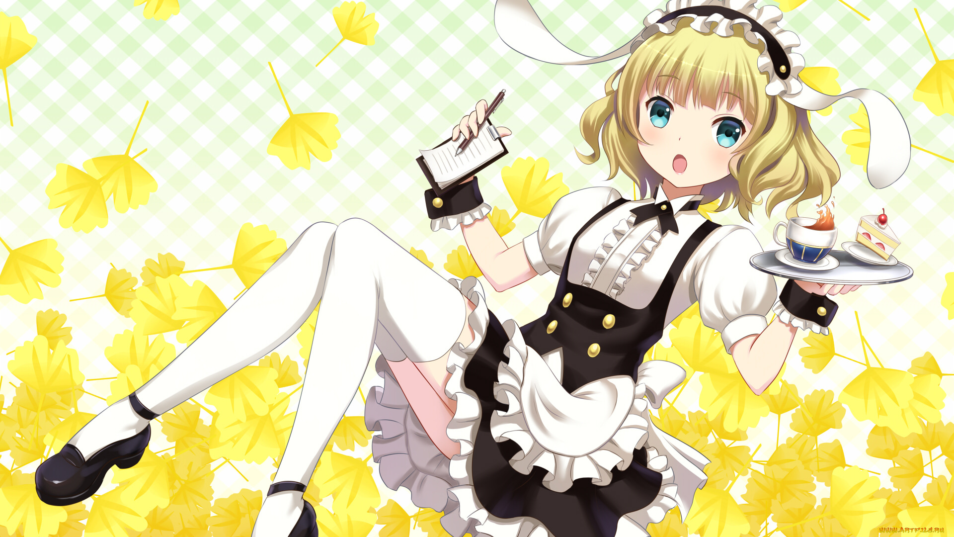 аниме, gochuumon, wa, usagi, desu, ka, взгляд, фон, девушка