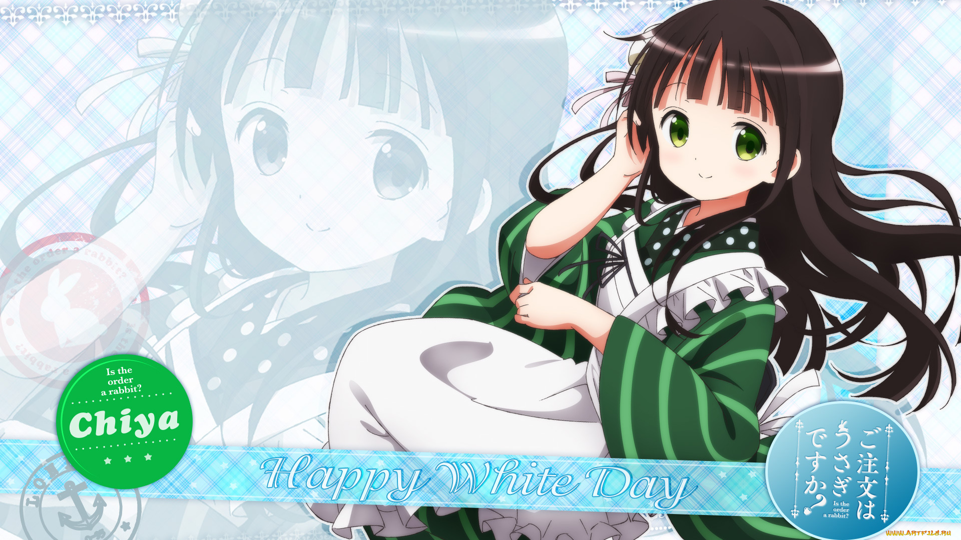 аниме, gochuumon, wa, usagi, desu, ka, взгляд, девушка, фон