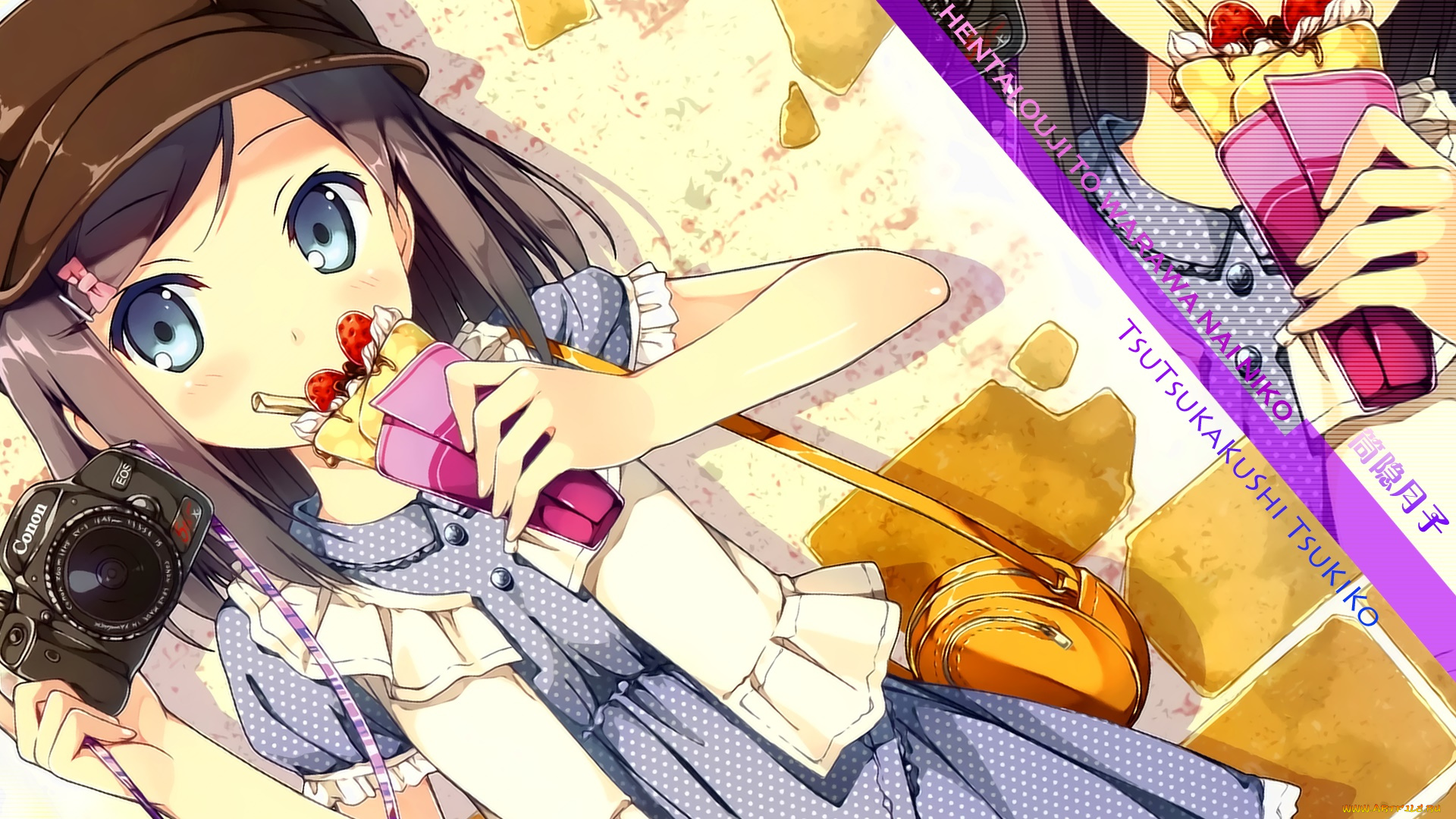 аниме, henneko, девушка, взгляд, фон