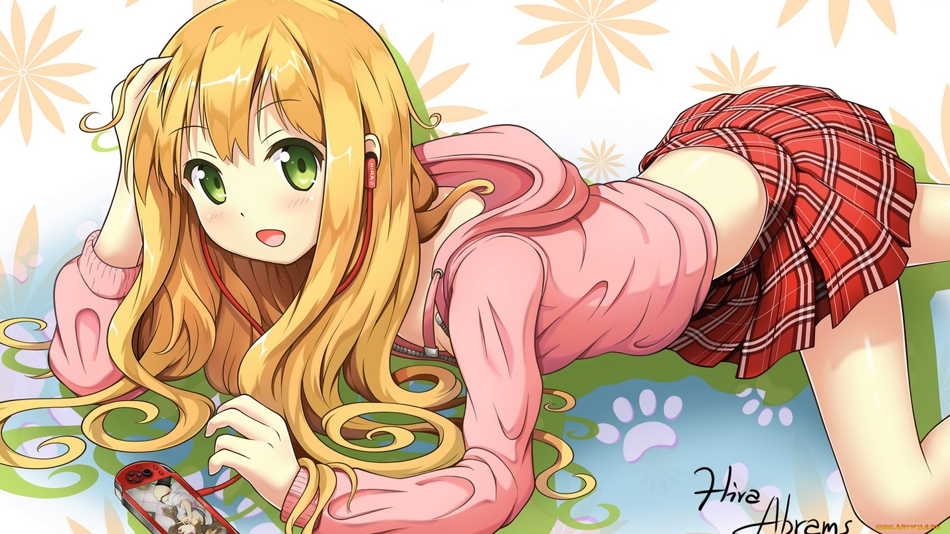 аниме, henneko, девушка, взгляд, фон