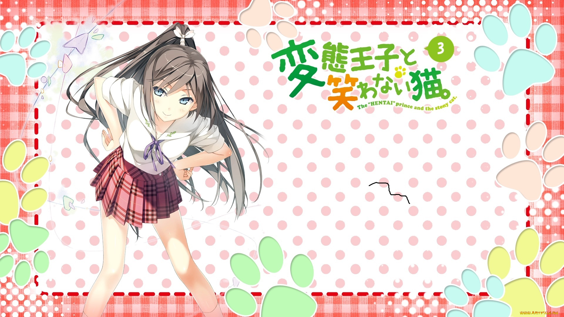 аниме, henneko, фон, девушка, взгляд