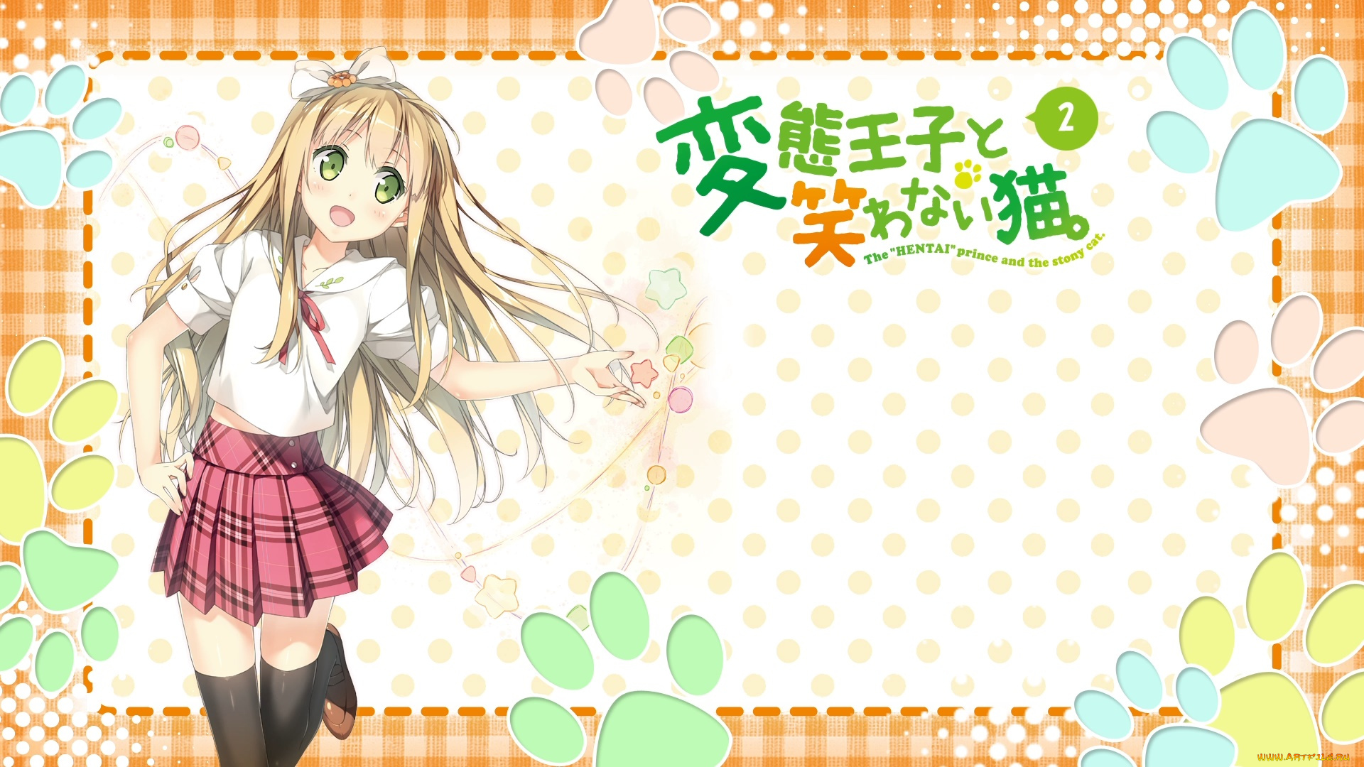 аниме, henneko, фон, взгляд, девушка