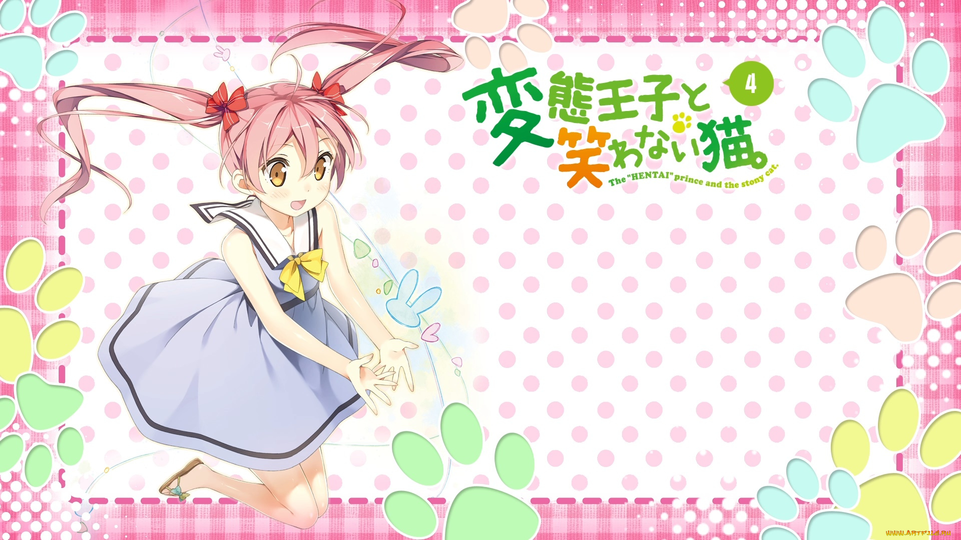 аниме, henneko, взгляд, фон, девушка