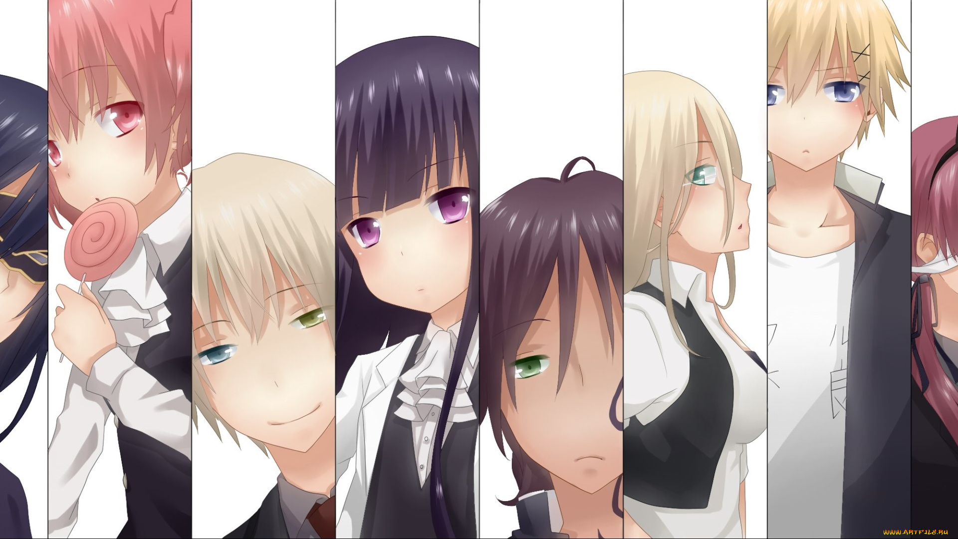 аниме, inu, x, boku, ss, коллаж, персонажи