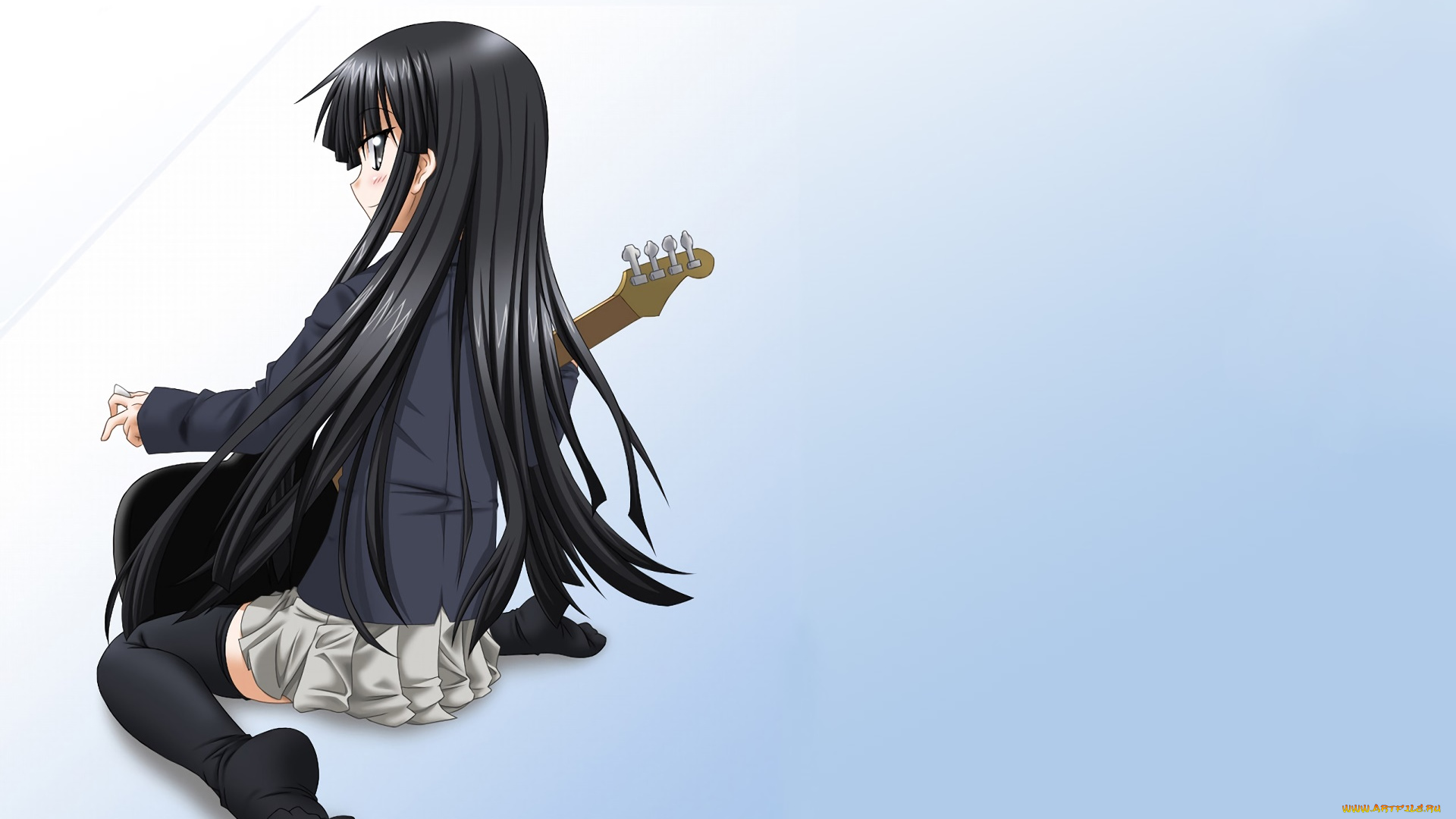 аниме, k-on, девушка, взгляд, фон