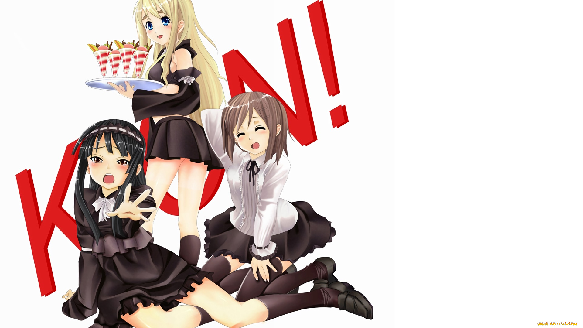 аниме, k-on, девушки, фон, взгляд