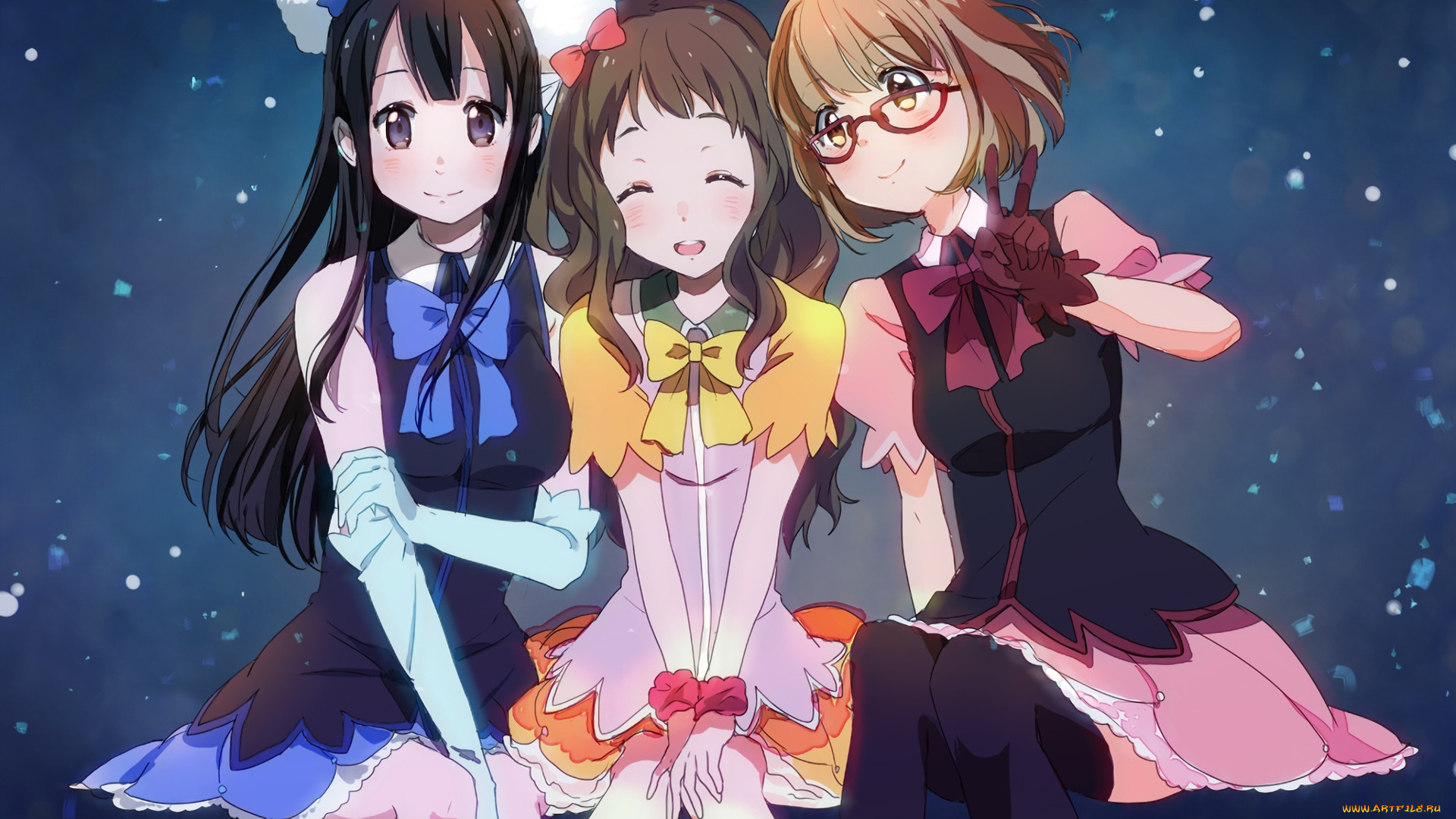 аниме, kyoukai, no, kanata, девушки, фон, взгляд