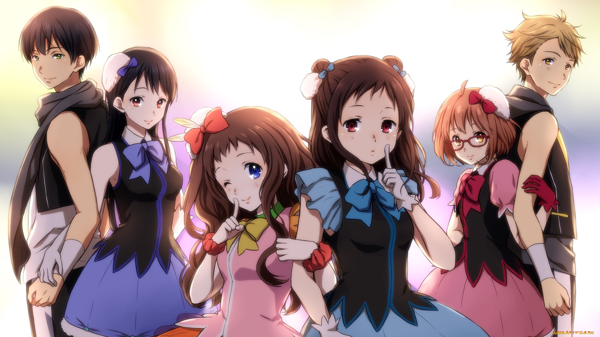 аниме, kyoukai, no, kanata, девушки, фон, взгляд