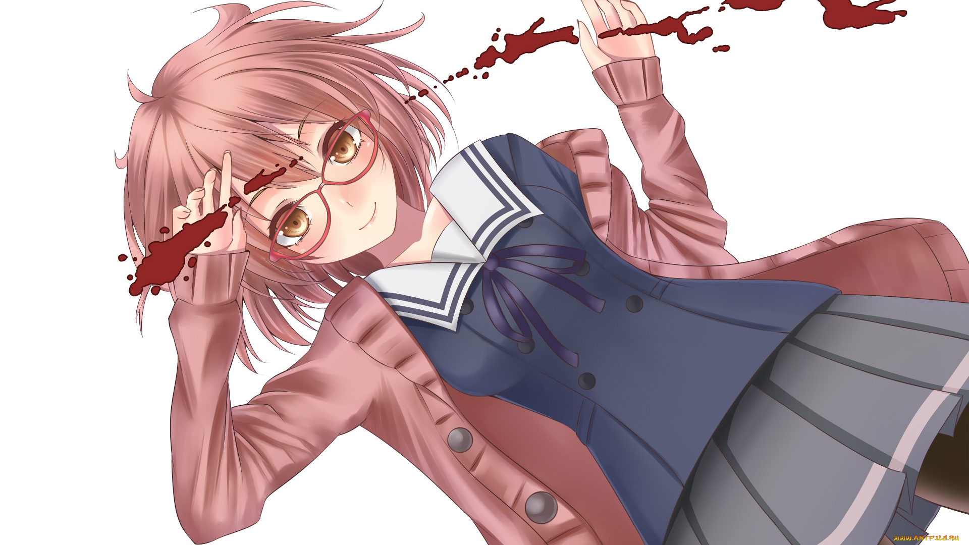 аниме, kyoukai, no, kanata, взгляд, девушка, фон