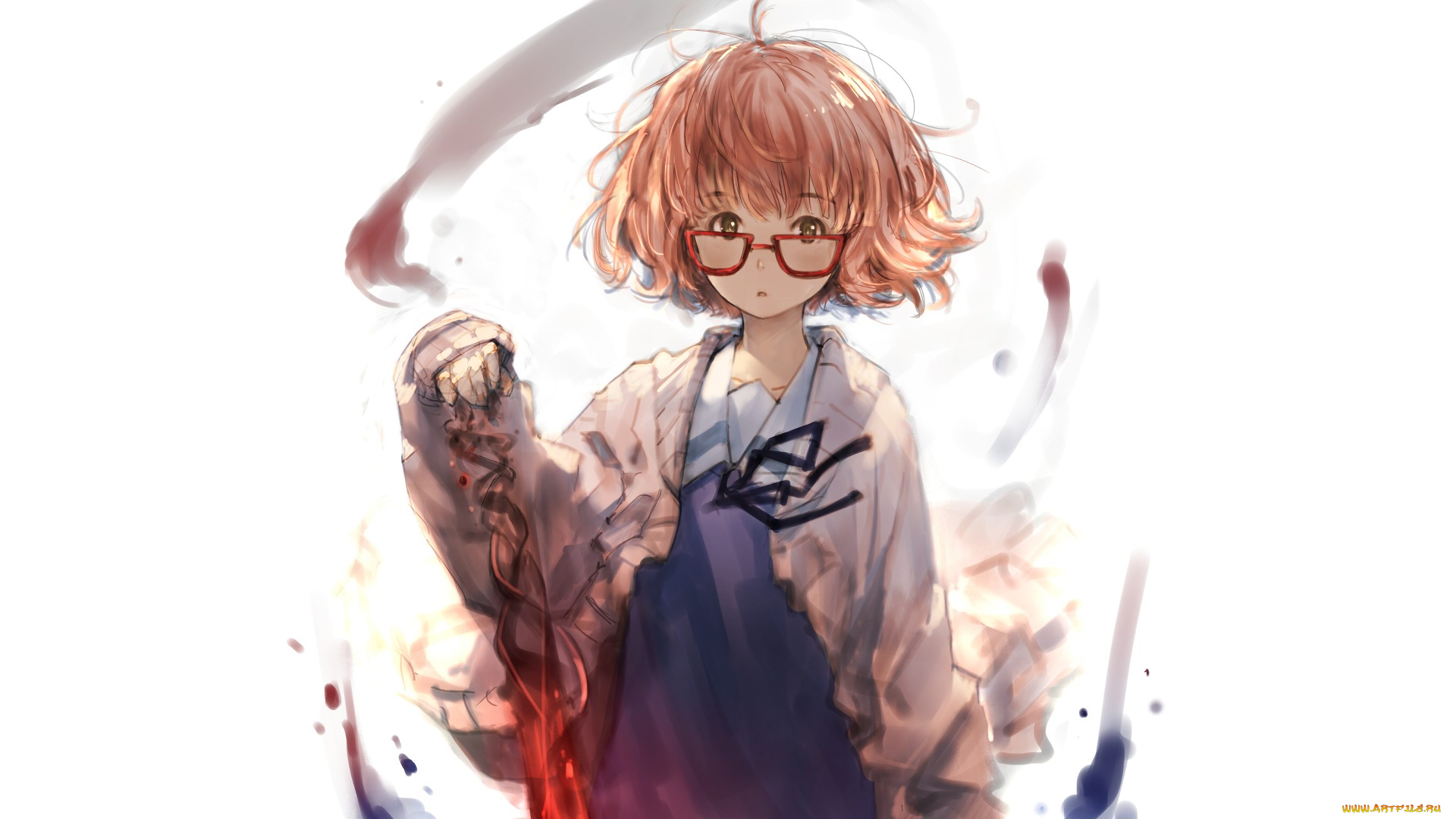 аниме, kyoukai, no, kanata, взгляд, девушка, фон