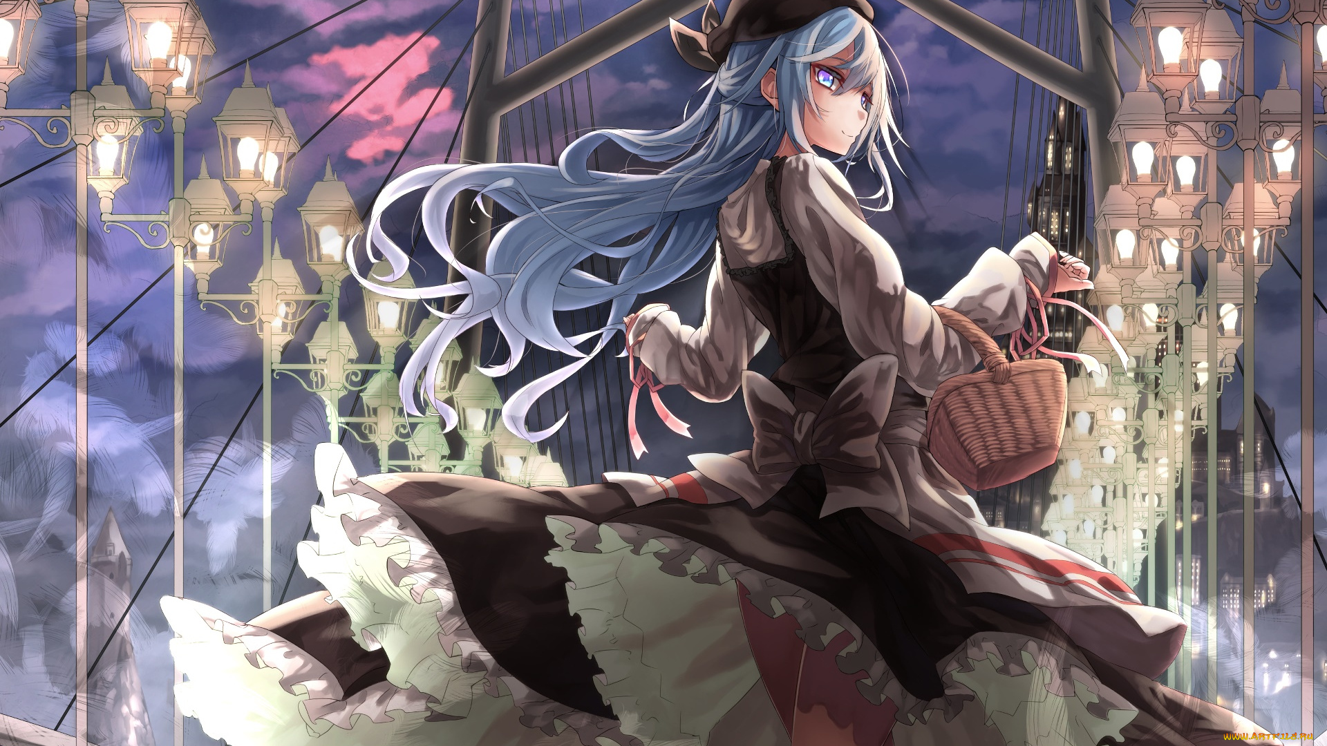 аниме, touhou, девушка, взгляд, фон