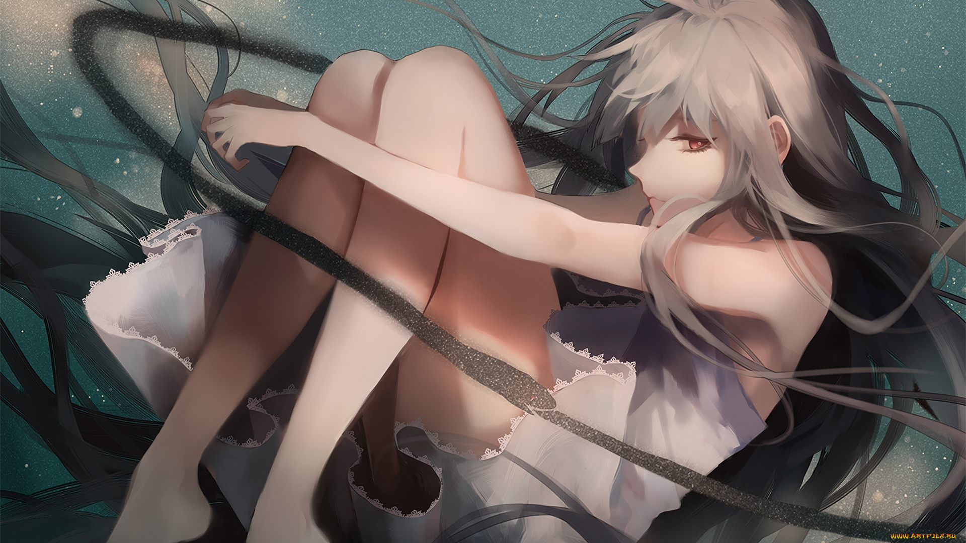 аниме, unknown, , другое, девушка, взгляд, фон