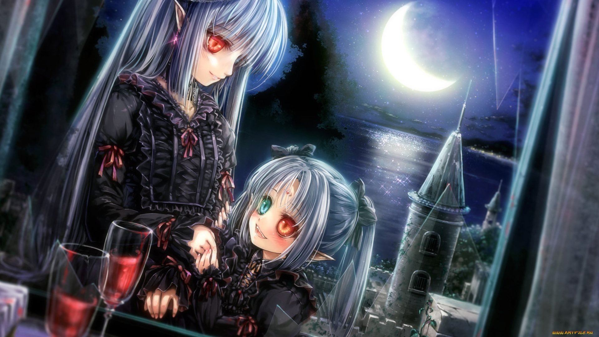 аниме, животные, , существа, эльфийки, взгляд, фон