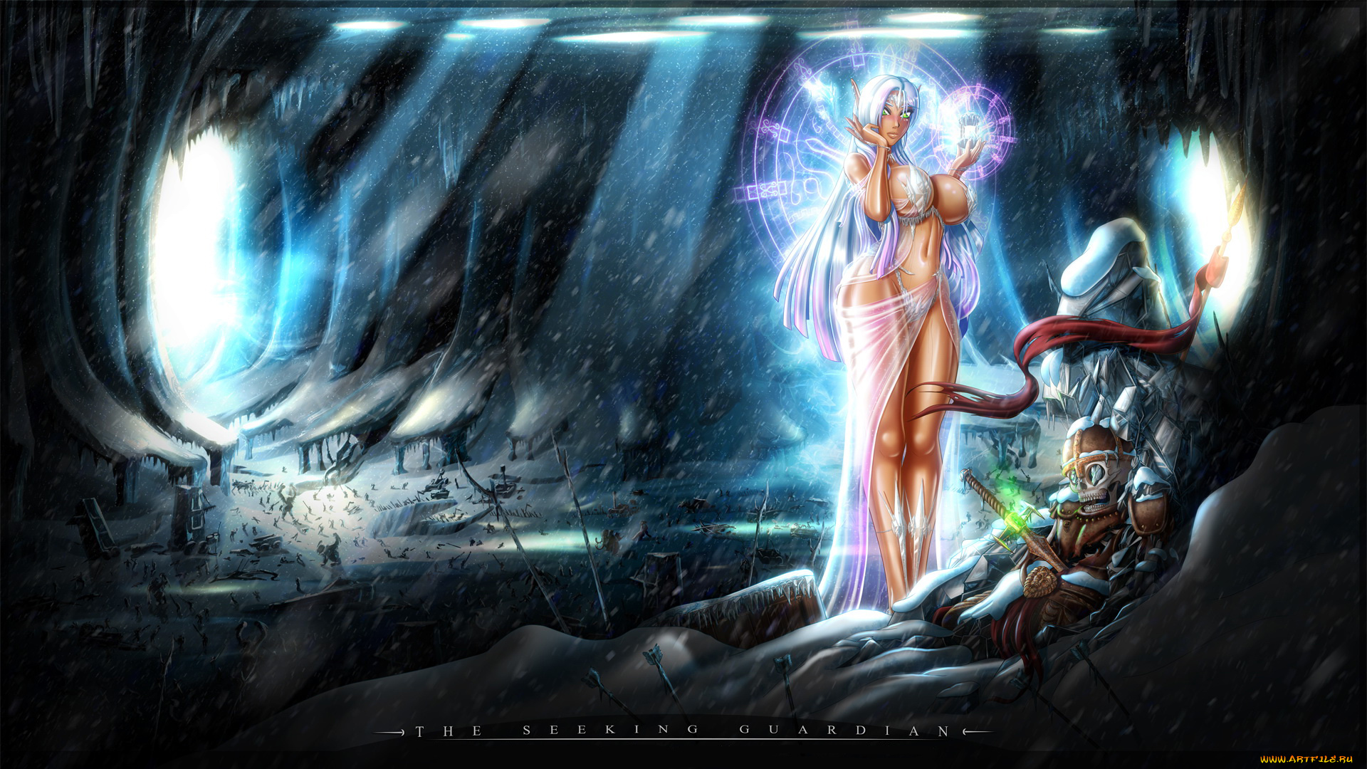 фэнтези, эльфы, эльф, взгляд, фон, пещера, девушка