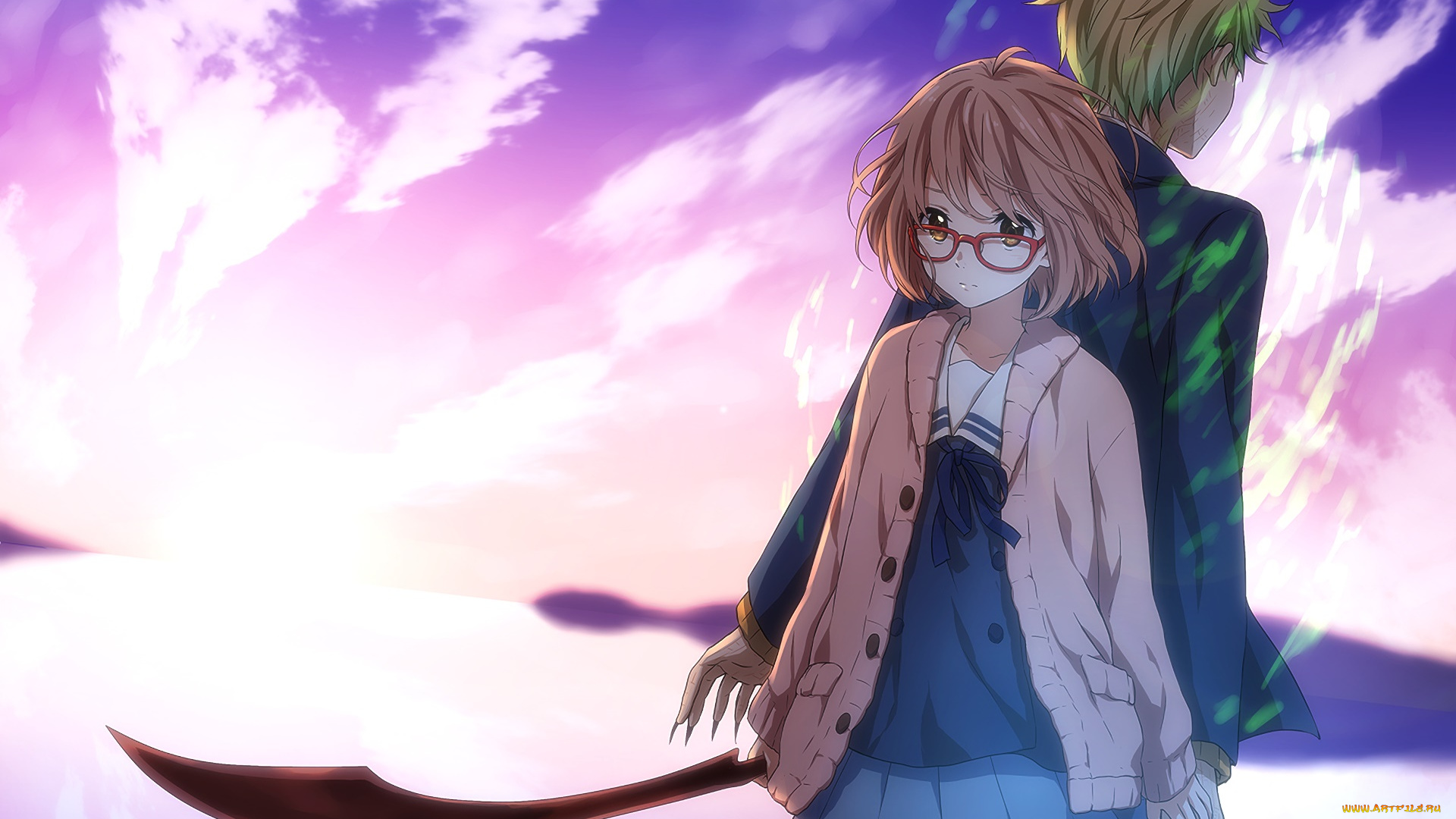 kyoukai, no, kanata, аниме, фон, взгляд, девушка
