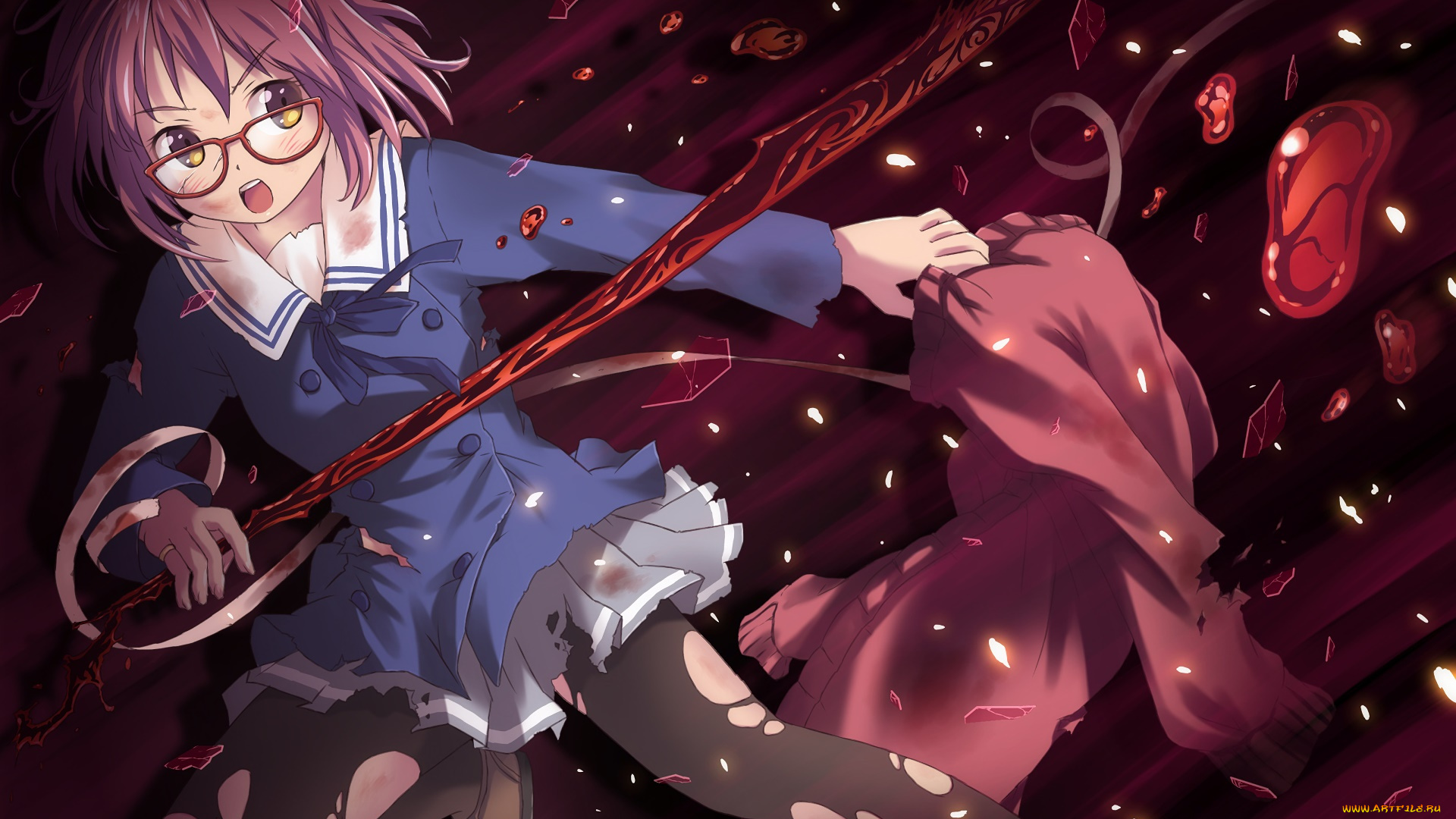 kyoukai, no, kanata, аниме, взгляд, девушка, фон