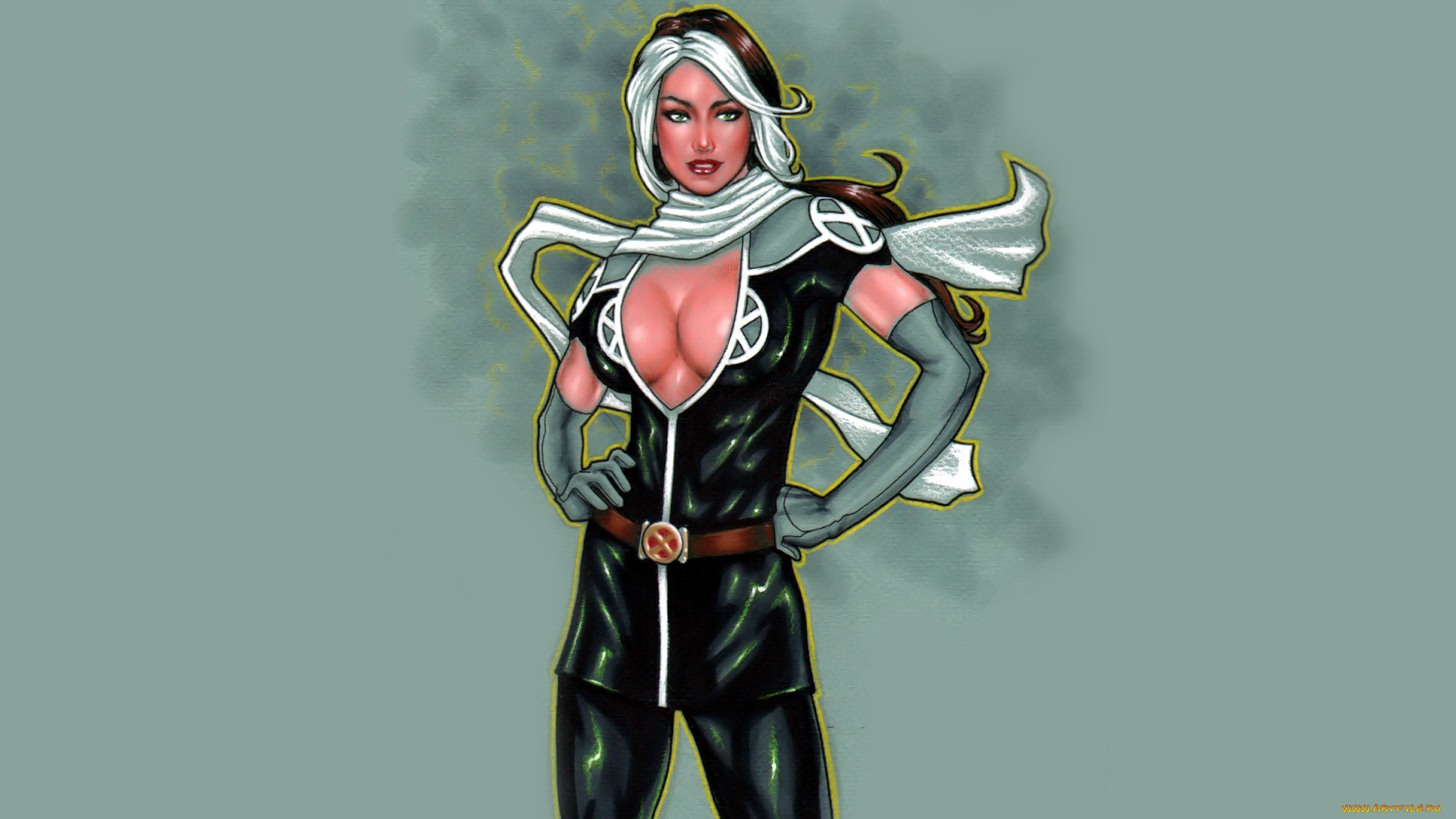 рисованное, комиксы, девушка, фон, взгляд, униформа