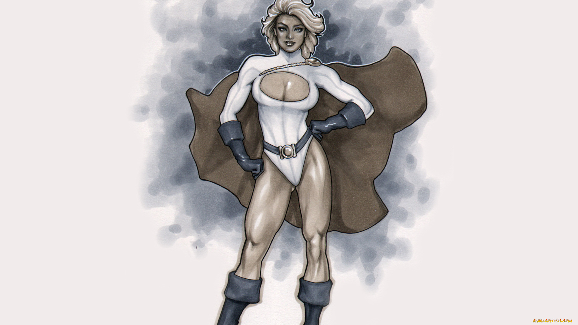 рисованное, комиксы, взгляд, фон, девушка, плащ, униформа