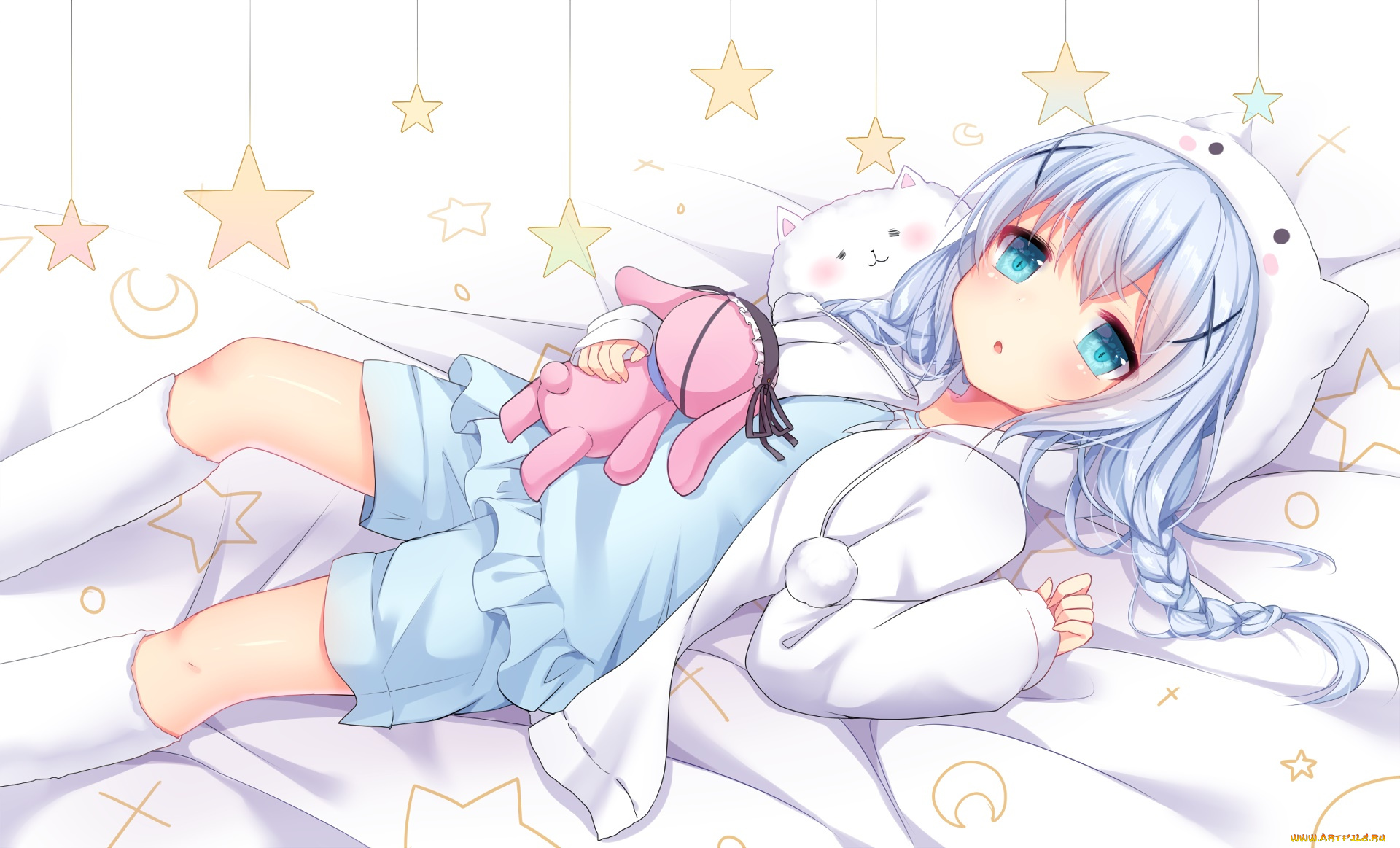 аниме, gochuumon, wa, usagi, desu, ka, девушка, фон, взгляд