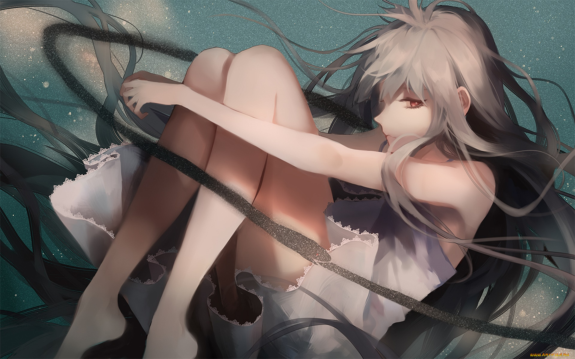 аниме, unknown, , другое, девушка, взгляд, фон